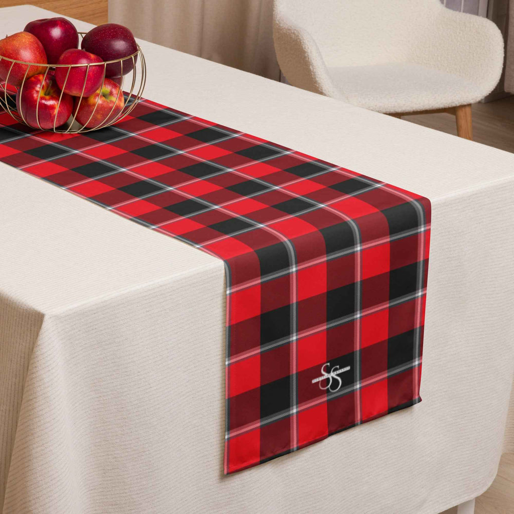 Table Runner Red Ribbon and Heavy Metal Plaid Default Title - Scottish Squares