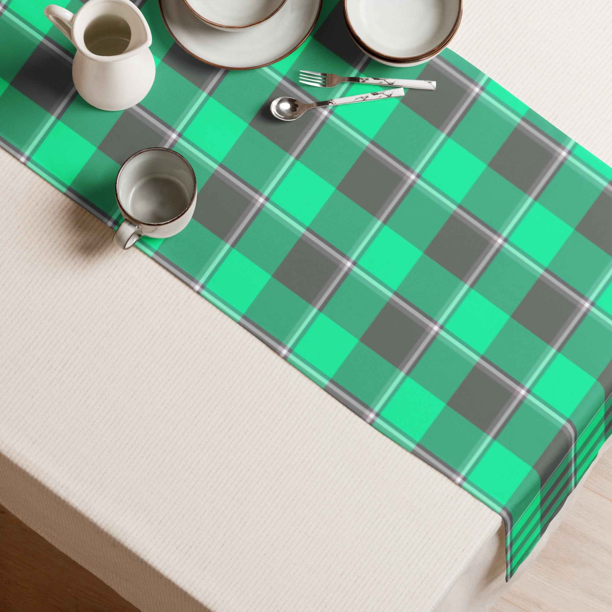 Table Runner Spring Green and Finlandia Plaid - Scottish Squares