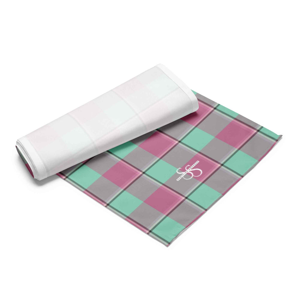 Table Runner Vista Blue and Turkish Rose Plaid - Scottish Squares