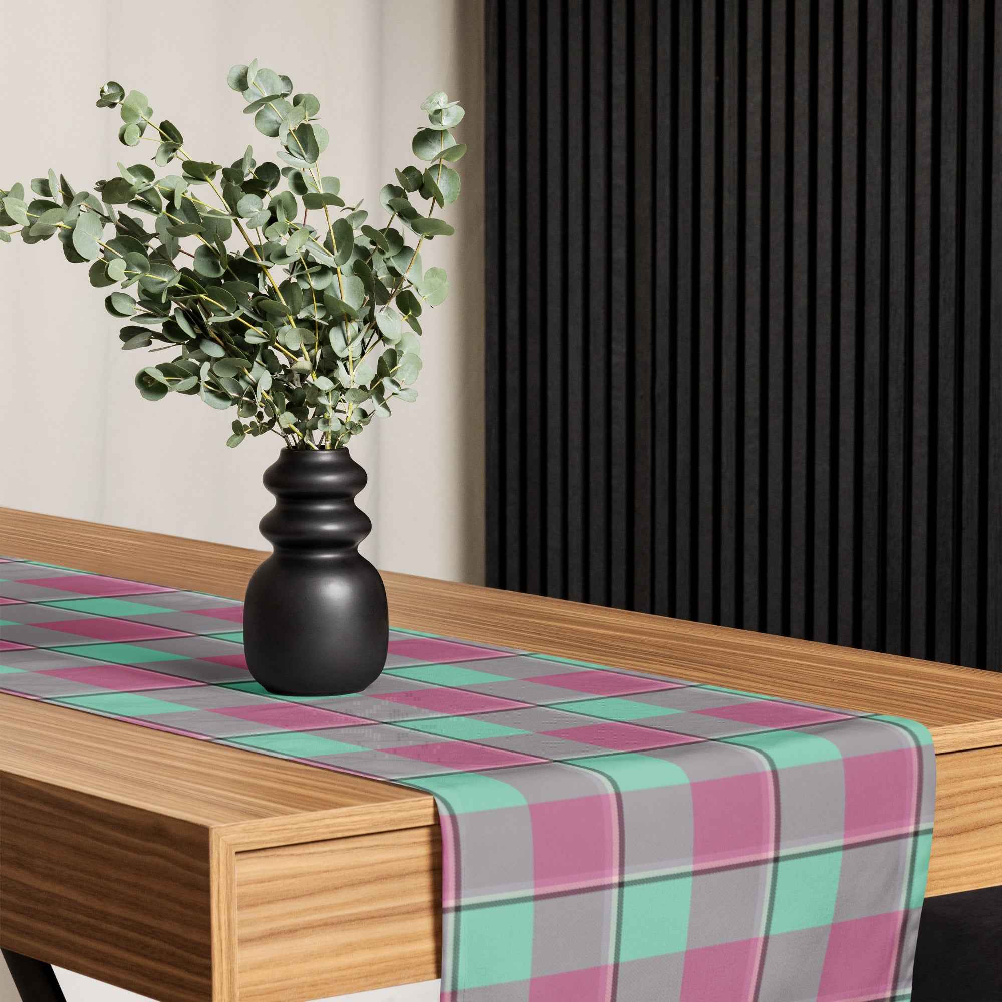 Table Runner Vista Blue and Turkish Rose Plaid - Scottish Squares