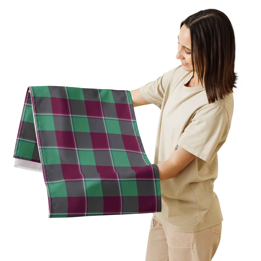 Table Runner Ocean Green and Mulberry Wood Plaid - Scottish Squares