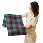 Table Runner Ocean Green and Mulberry Wood Plaid - Scottish Squares