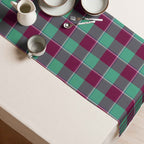 Table Runner Ocean Green and Mulberry Wood Plaid - Scottish Squares