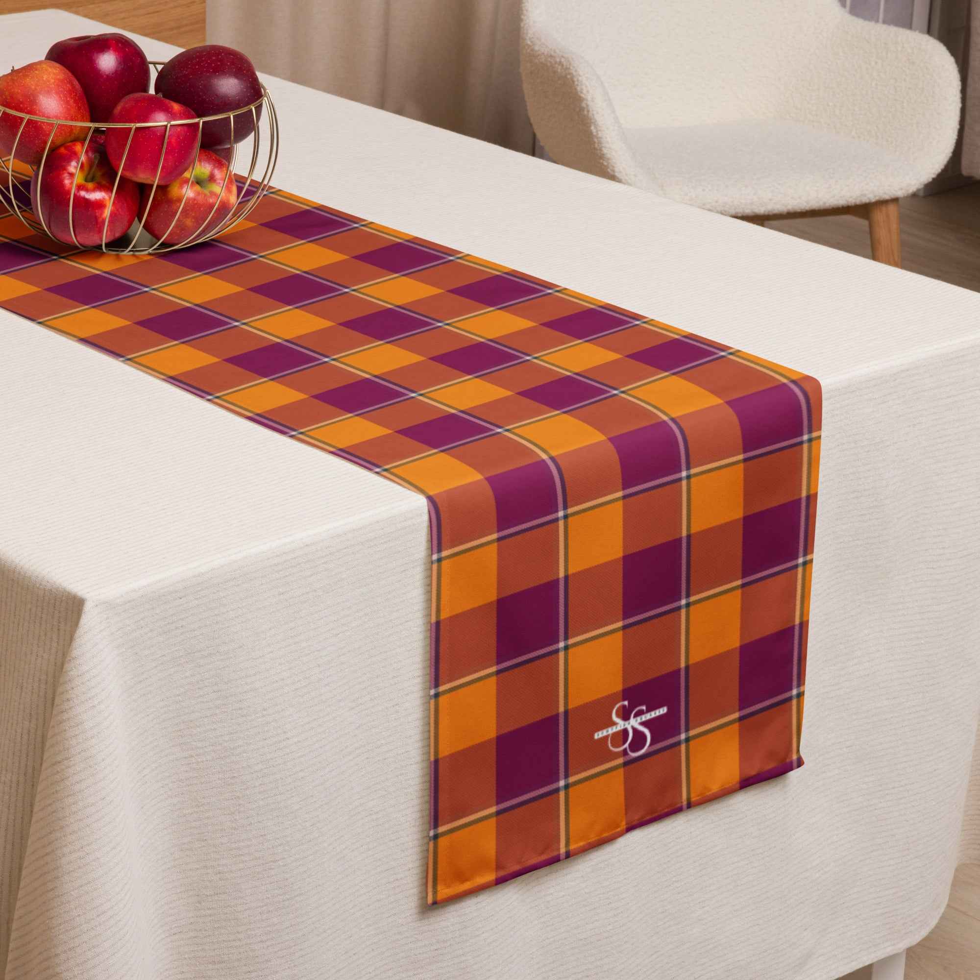 Table Runner Tahiti Gold and Rose Bud Cherry Plaid Default Title - Scottish Squares