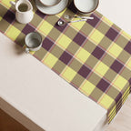 Table Runner Flax and Livid Brown Plaid - Scottish Squares