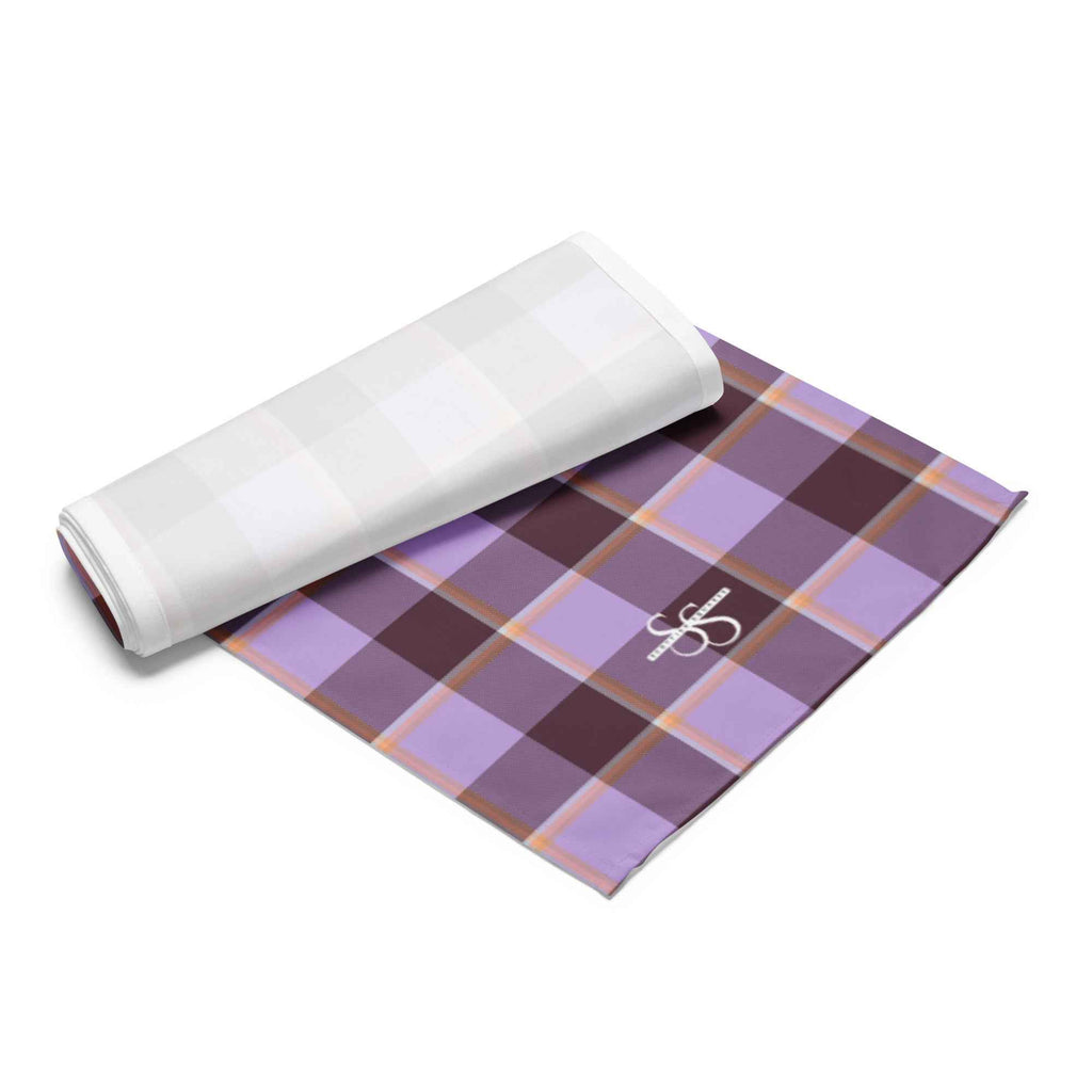 Table Runner Light Wisteria and Livid Brown Plaid - Scottish Squares
