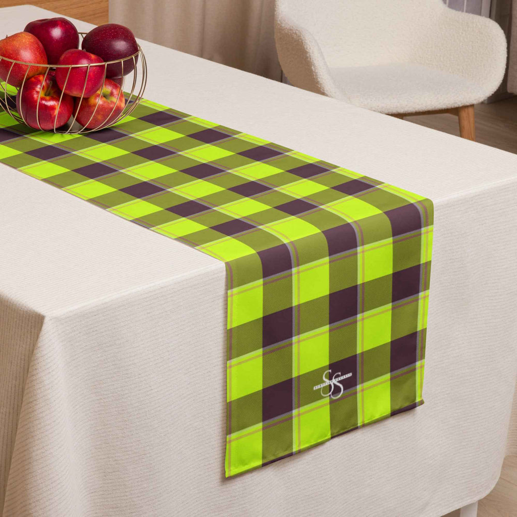 Table Runner Electric Lime and Livid Brown Plaid Default Title - Scottish Squares