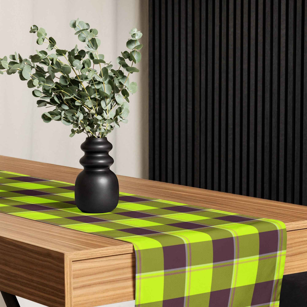 Table Runner Electric Lime and Livid Brown Plaid - Scottish Squares