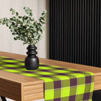 Table Runner Electric Lime and Livid Brown Plaid - Scottish Squares
