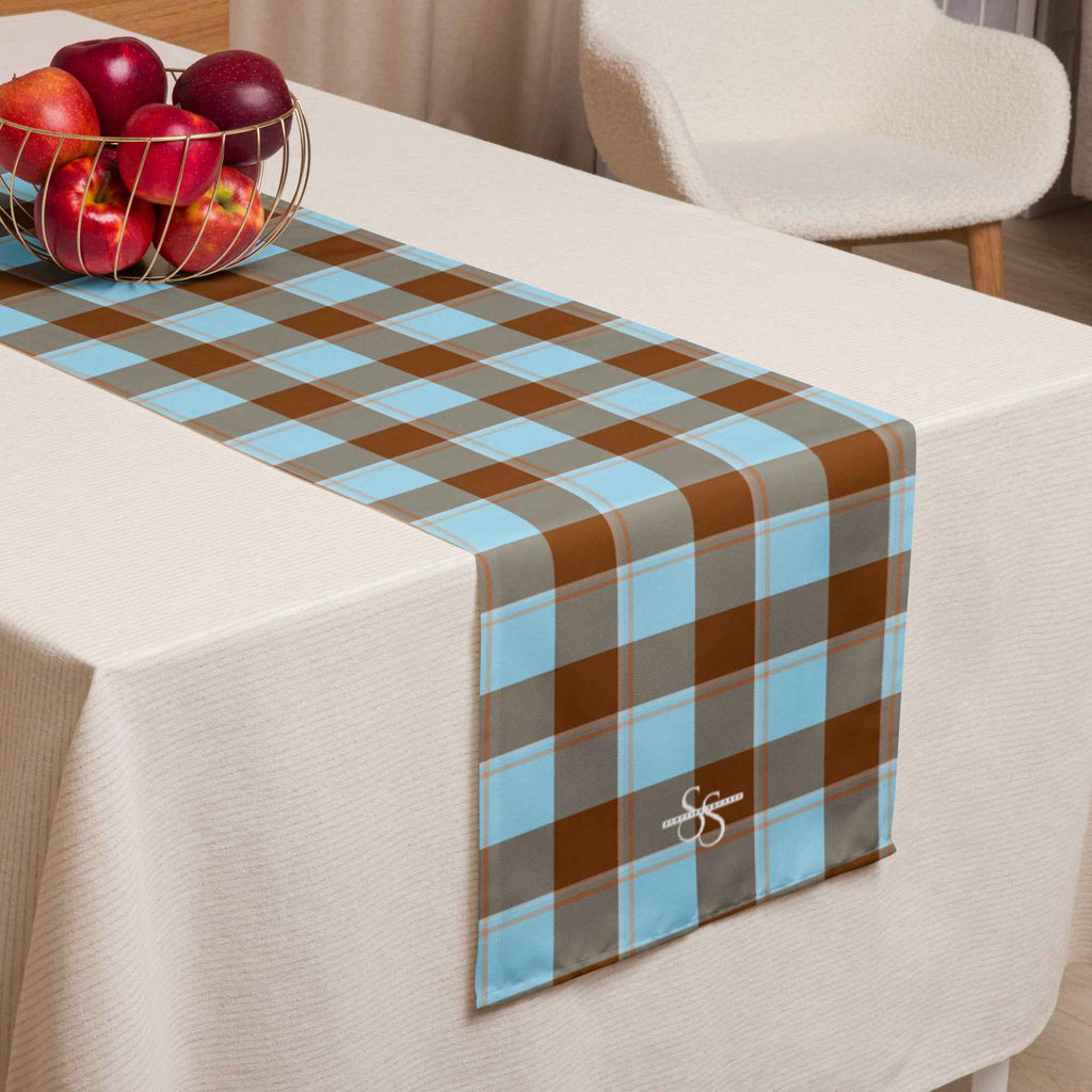 Table Runner Blizzard Blue and Livid Brown Plaid Default Title - Scottish Squares
