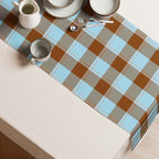 Table Runner Blizzard Blue and Livid Brown Plaid - Scottish Squares