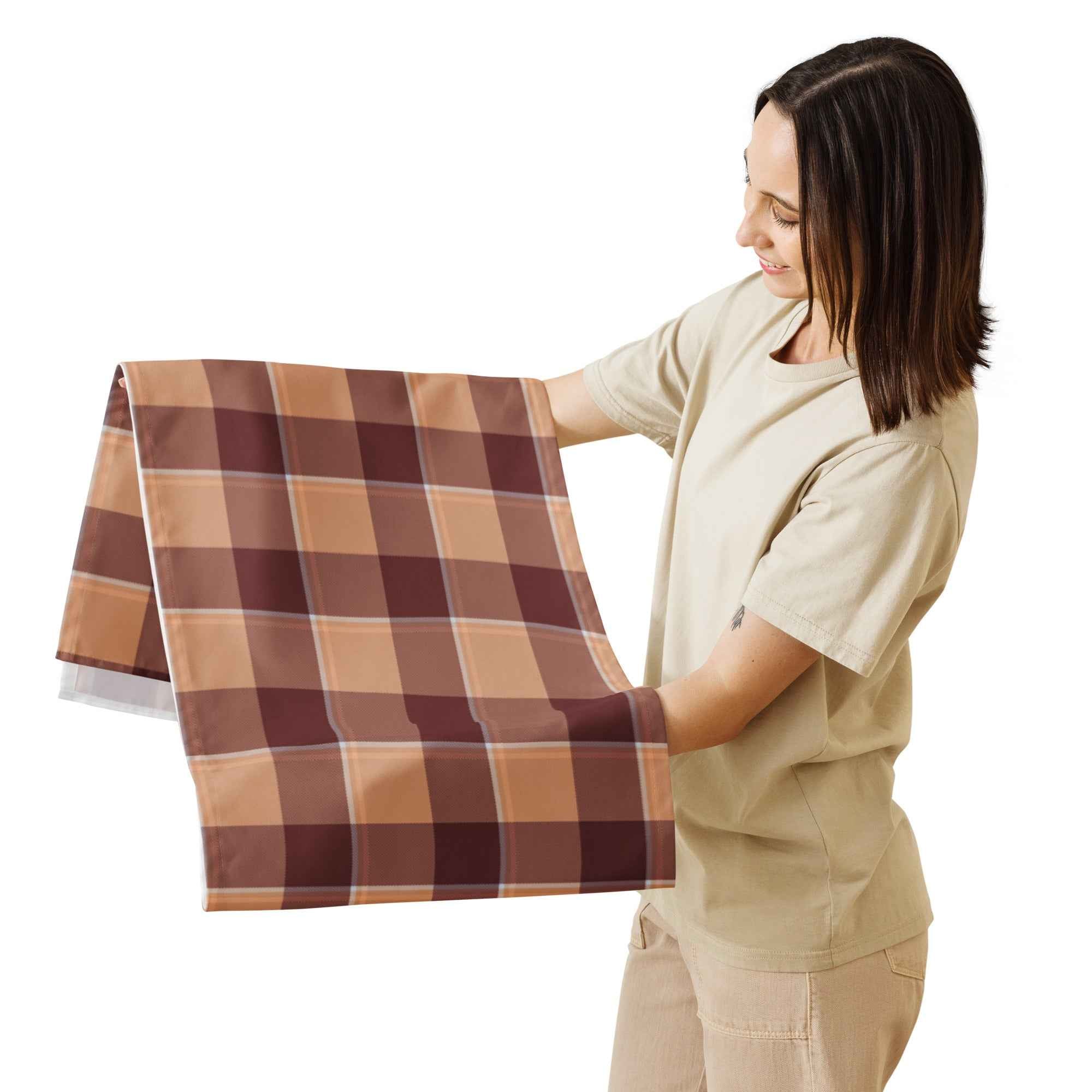 Table Runner Whiskey and Livid Brown Plaid - Scottish Squares