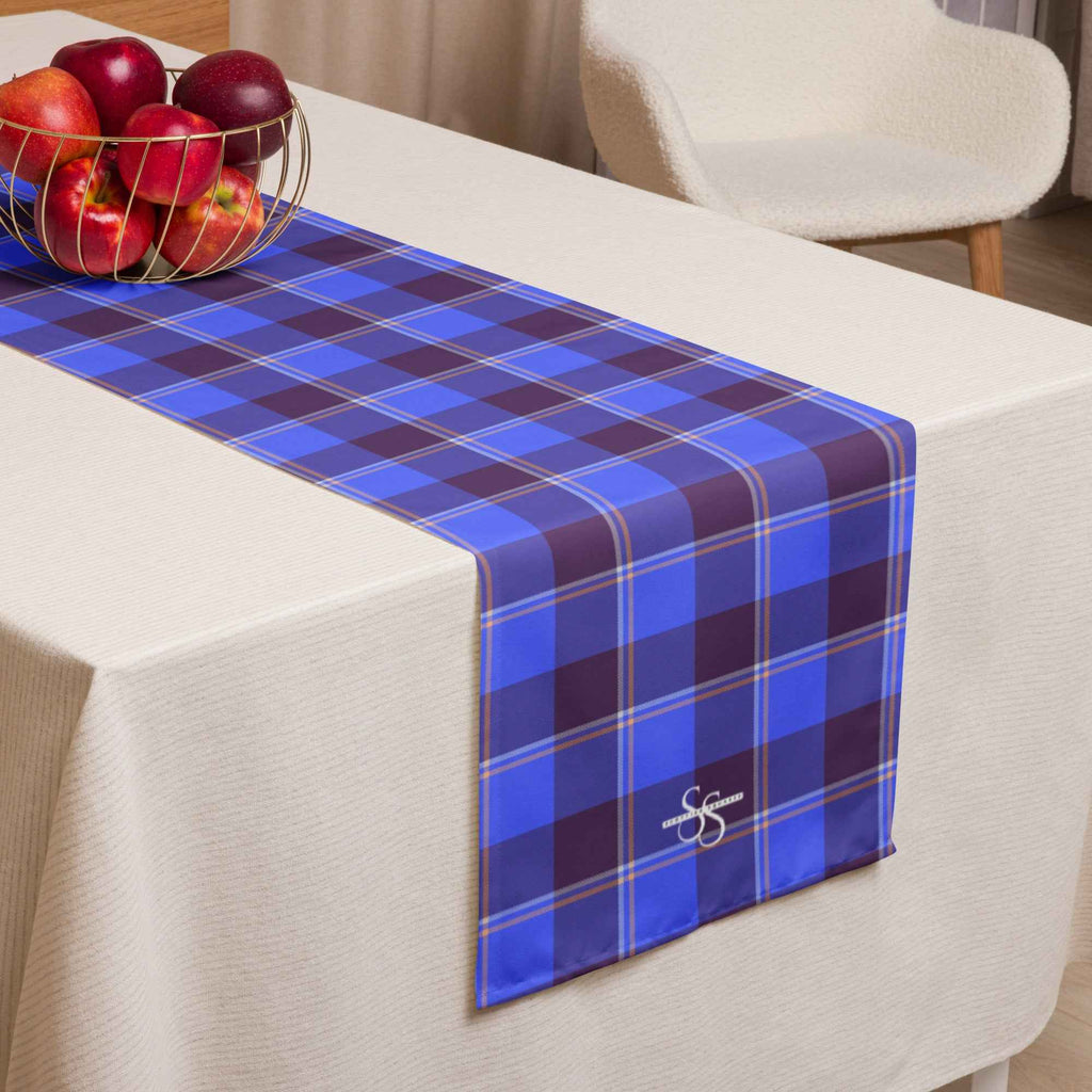 Table Runner Cornflower Blue and Livid Brown Plaid Default Title - Scottish Squares