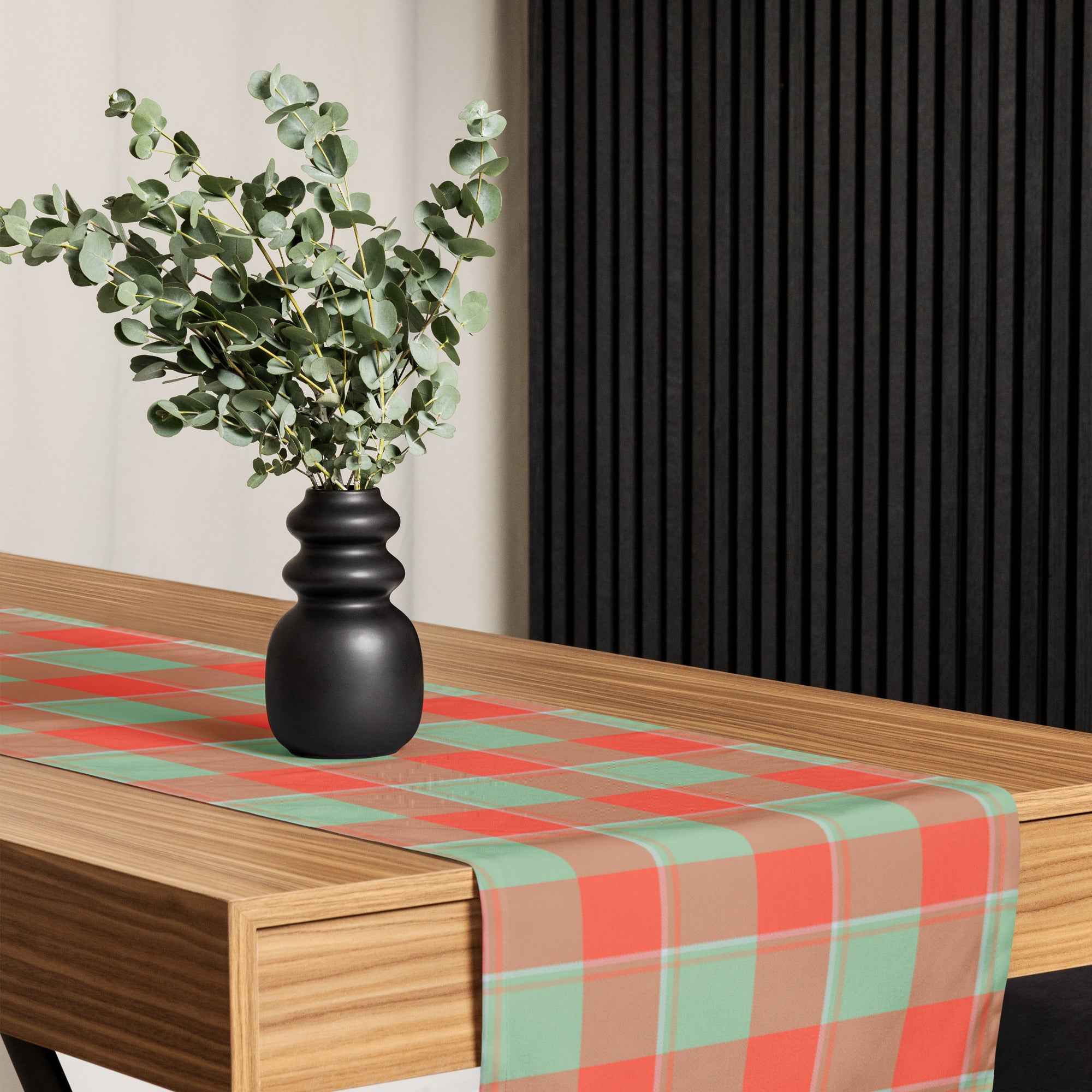 Table Runner Spring Rain and Persimmon Plaid - Scottish Squares