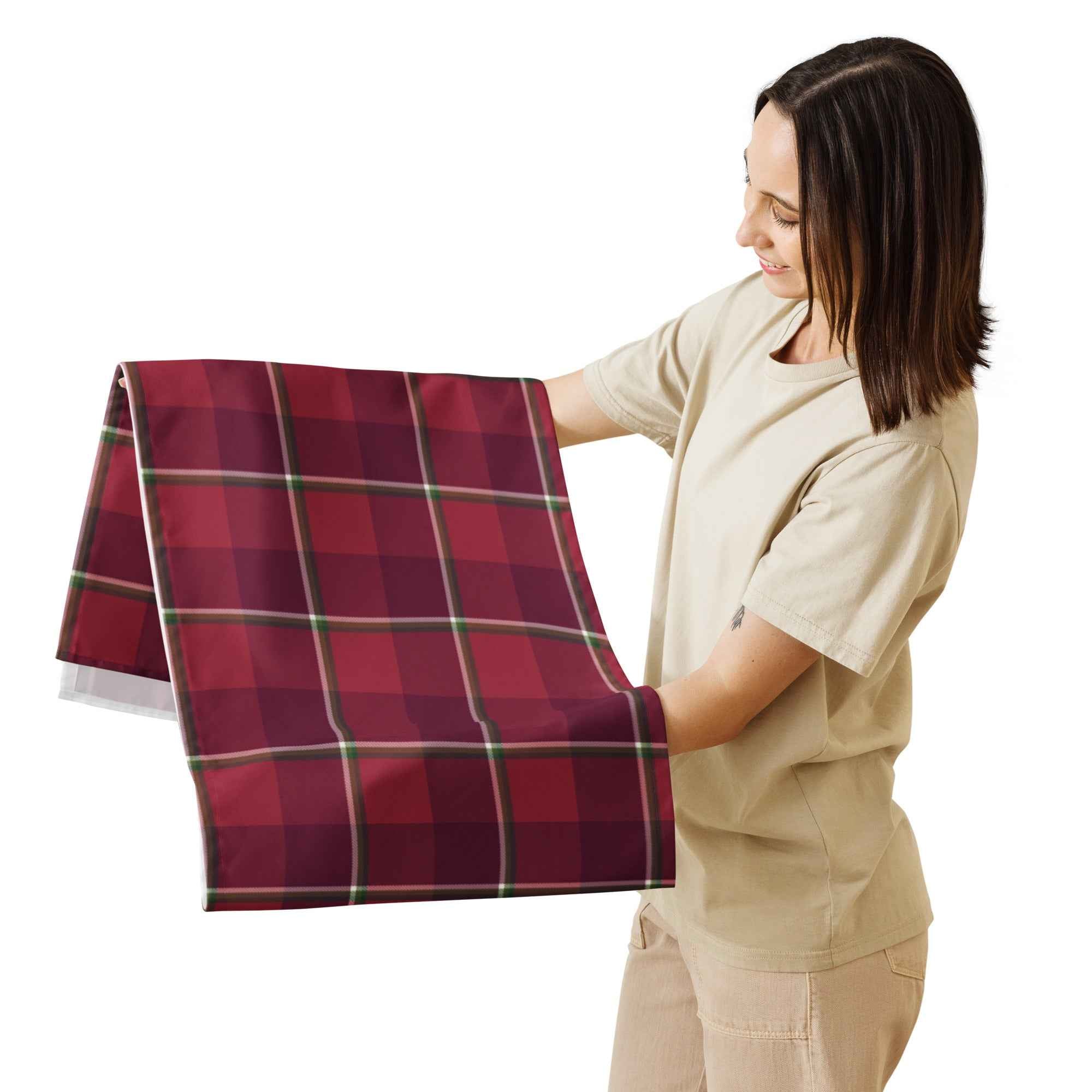 Table Runner Old Brick and Cab Sav Plaid - Scottish Squares