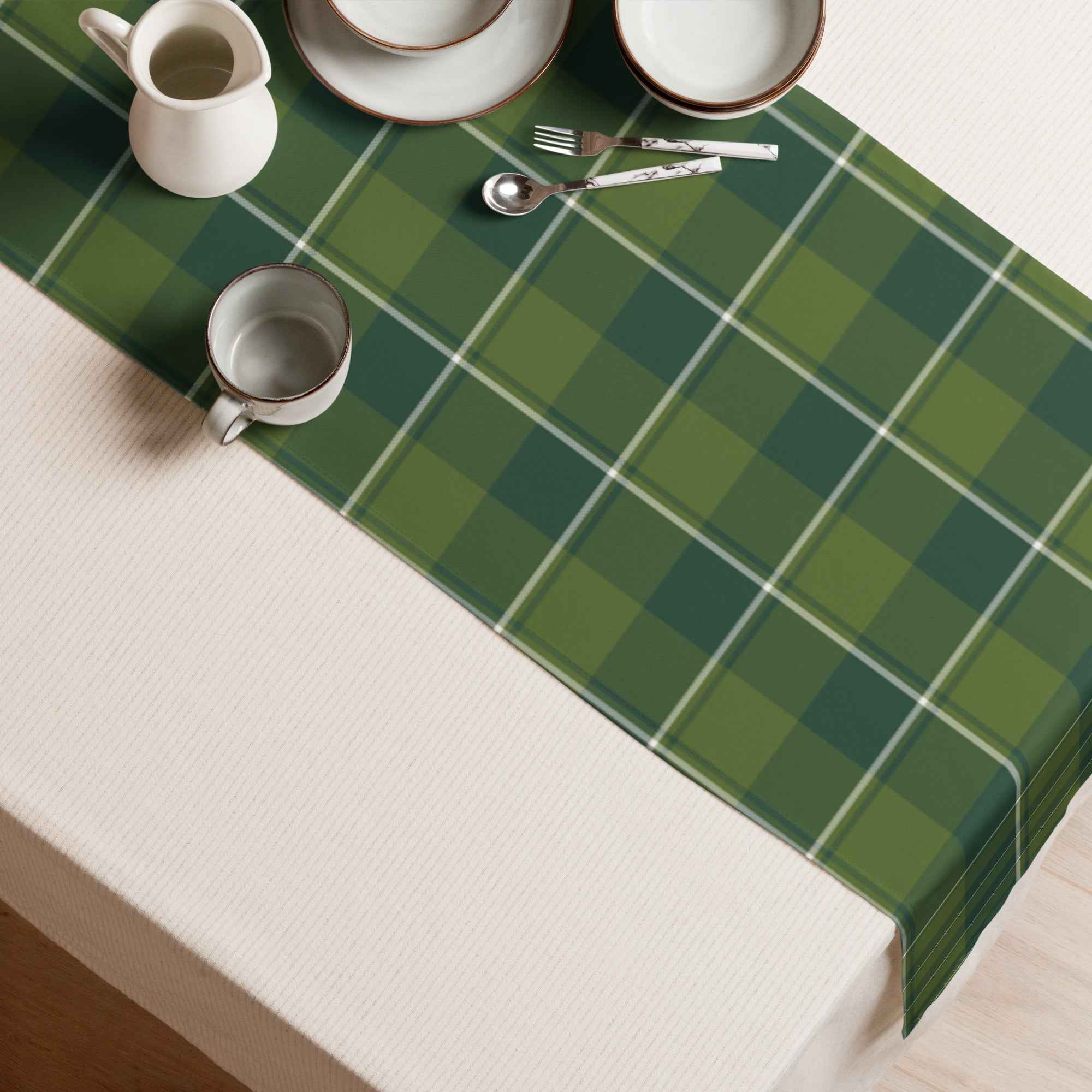 Table Runner Woodland and Evergreen Plaid - Scottish Squares