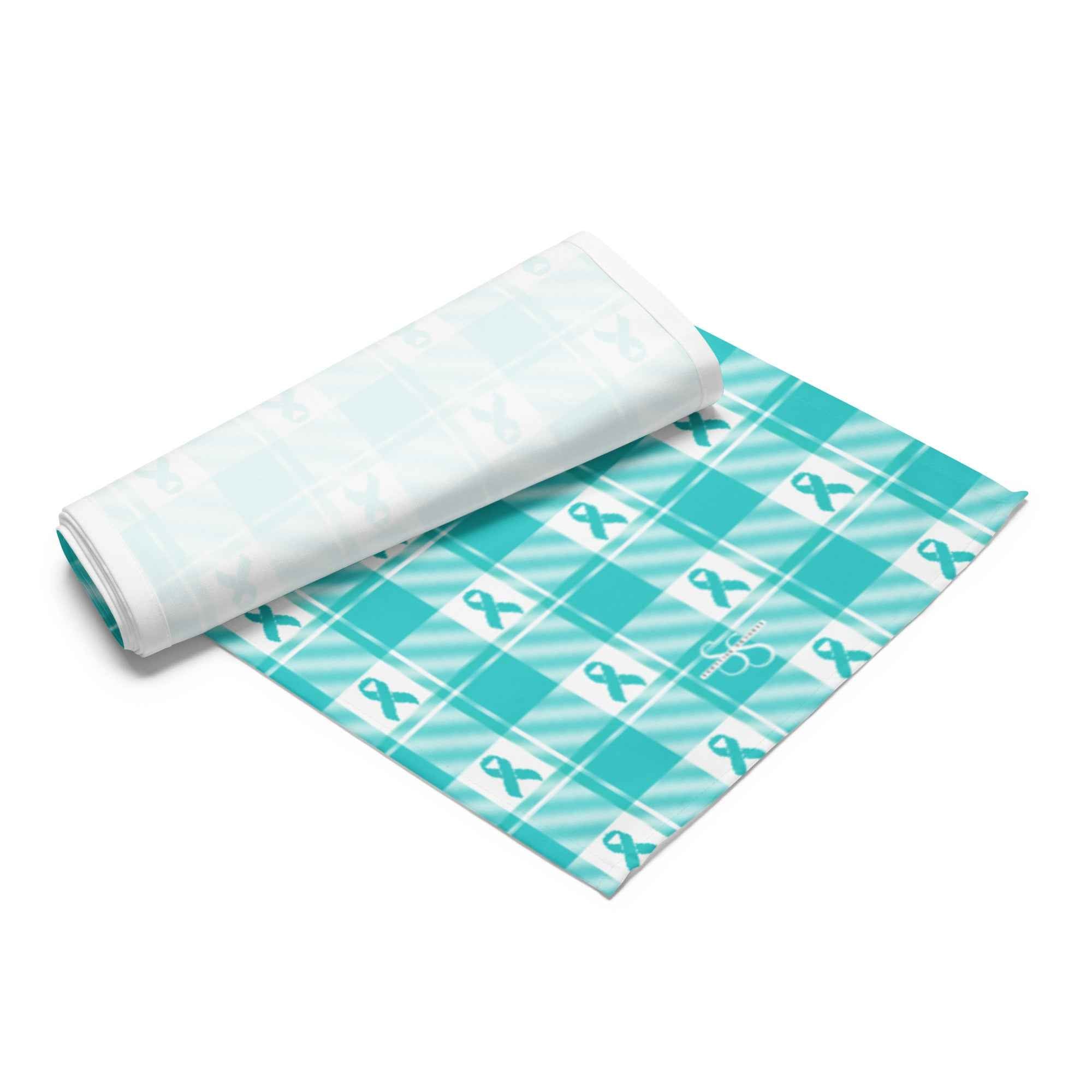 Table Runner Ovarian Cancer Awareness Plaid - Scottish Squares