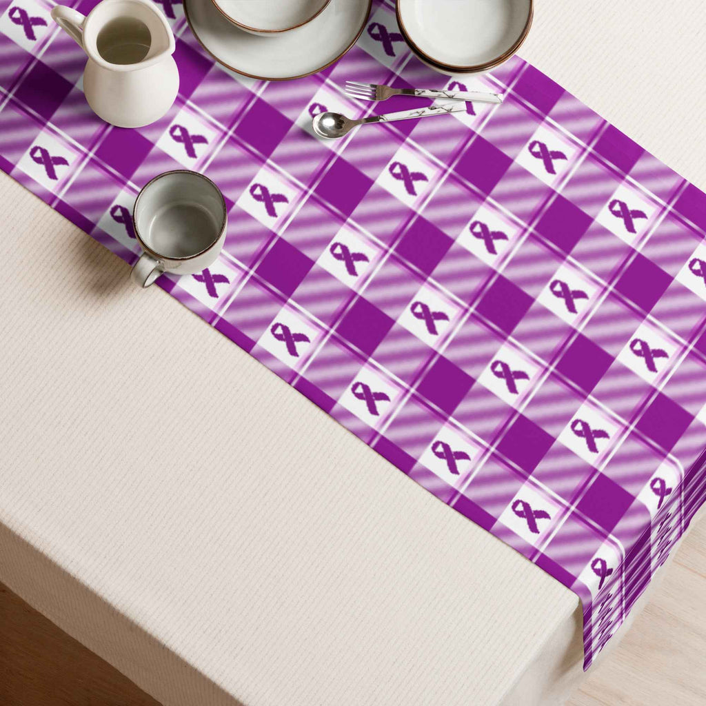 Table Runner Pancreatic Cancer Awareness Plaid - Scottish Squares