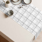 Table Runner Lung Cancer Awareness Plaid, White Ribbon, Supportive Gift - Scottish Squares