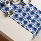 Table Runner Colorectal Cancer Awareness Plaid, Dark Blue Ribbon, Supportive Gift - Scottish Squares