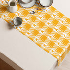 Table Runner Kidney Cancer Awareness Plaid, Orange Ribbon, Supportive Gift - Scottish Squares
