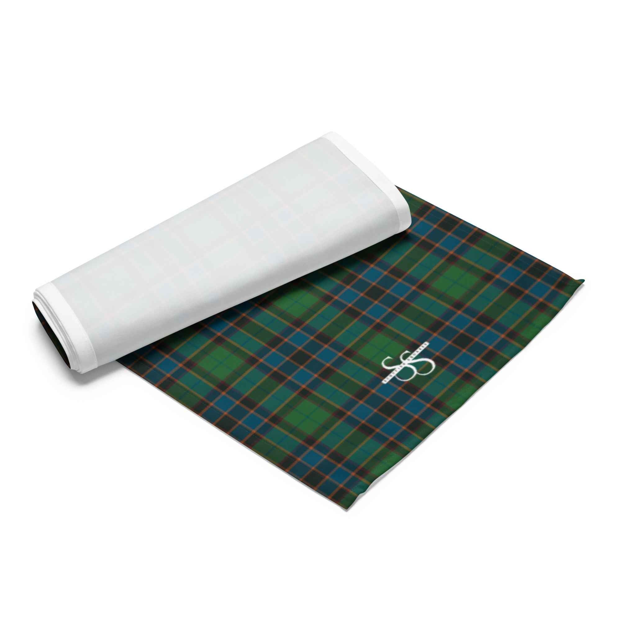 Table Runner Green Blue Orange Plaid Tartan
