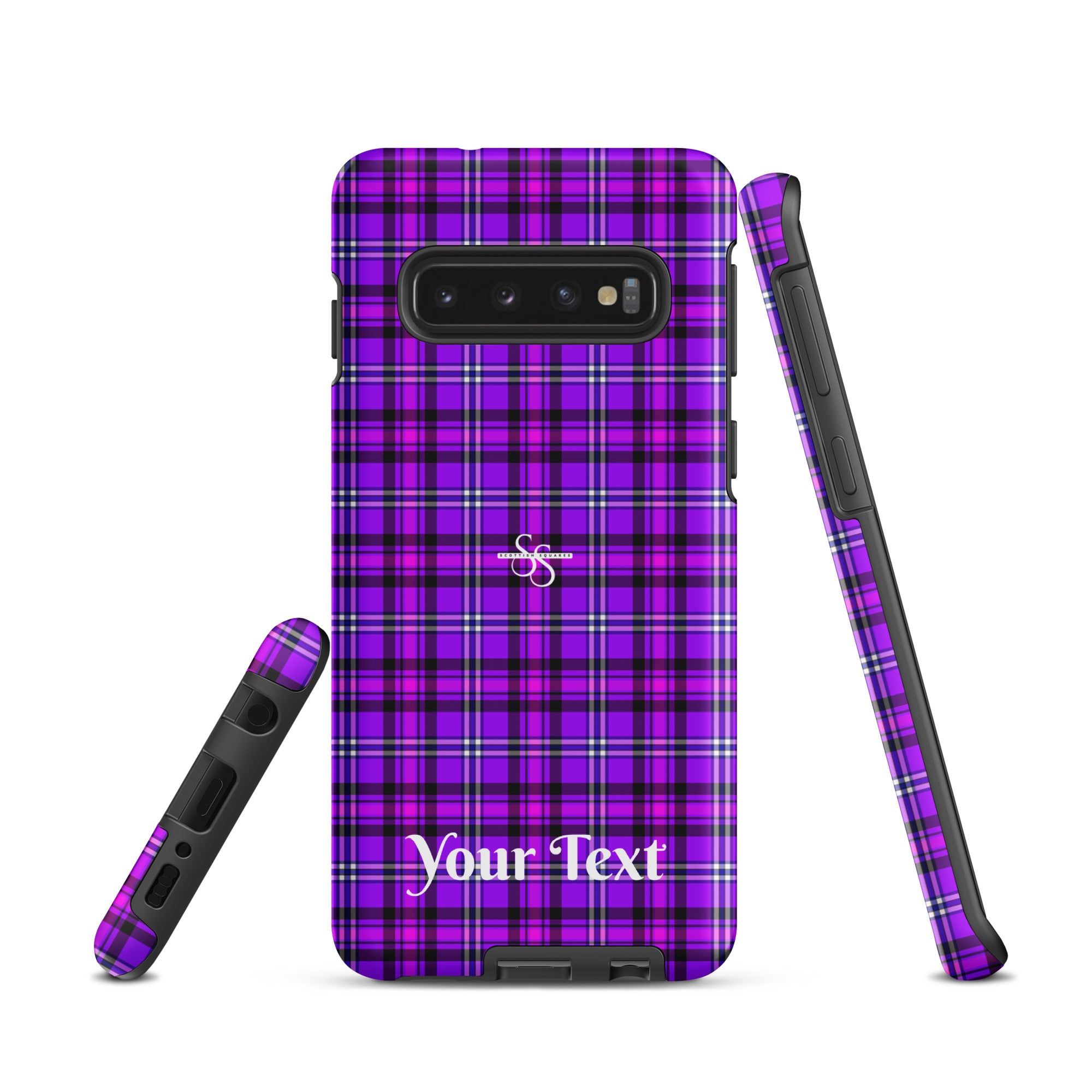 Personalized Electric Violet and Fuchsia Plaid Samsung Tough Case - Scottish Squares
