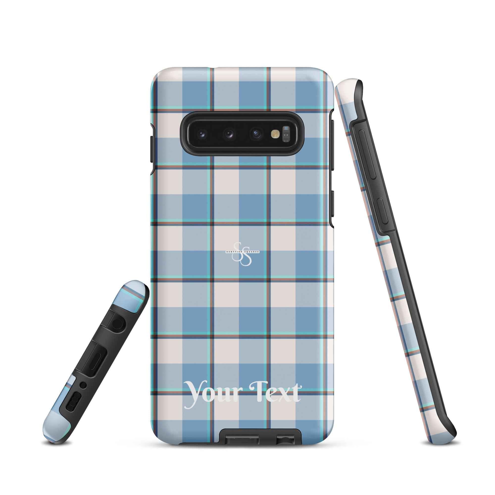 Personalized Pink Cloud and Blue Lagoon Plaid Samsung Tough Case - Scottish Squares