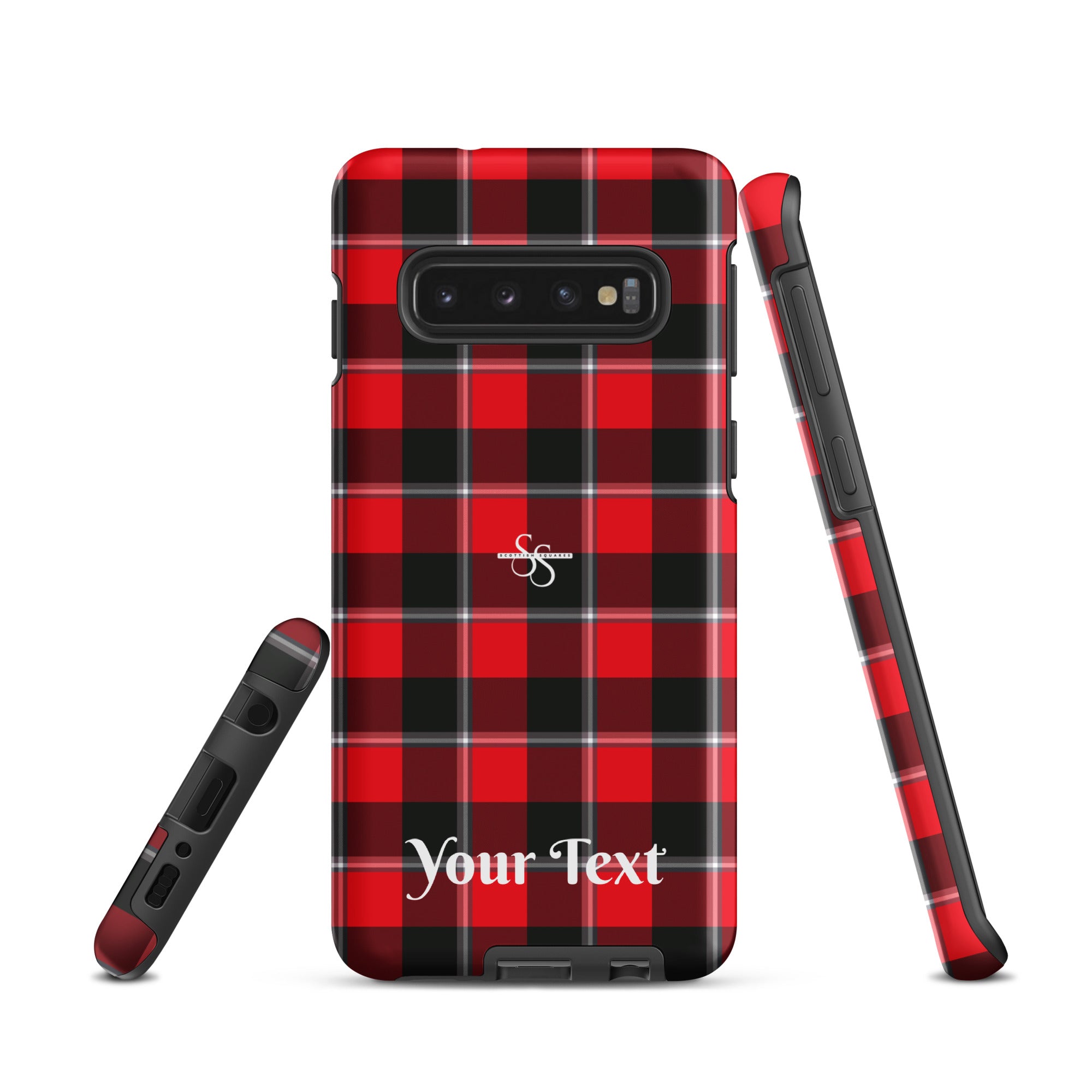 Personalized Red Ribbon and Heavy Metal Plaid Samsung Tough Case - Scottish Squares