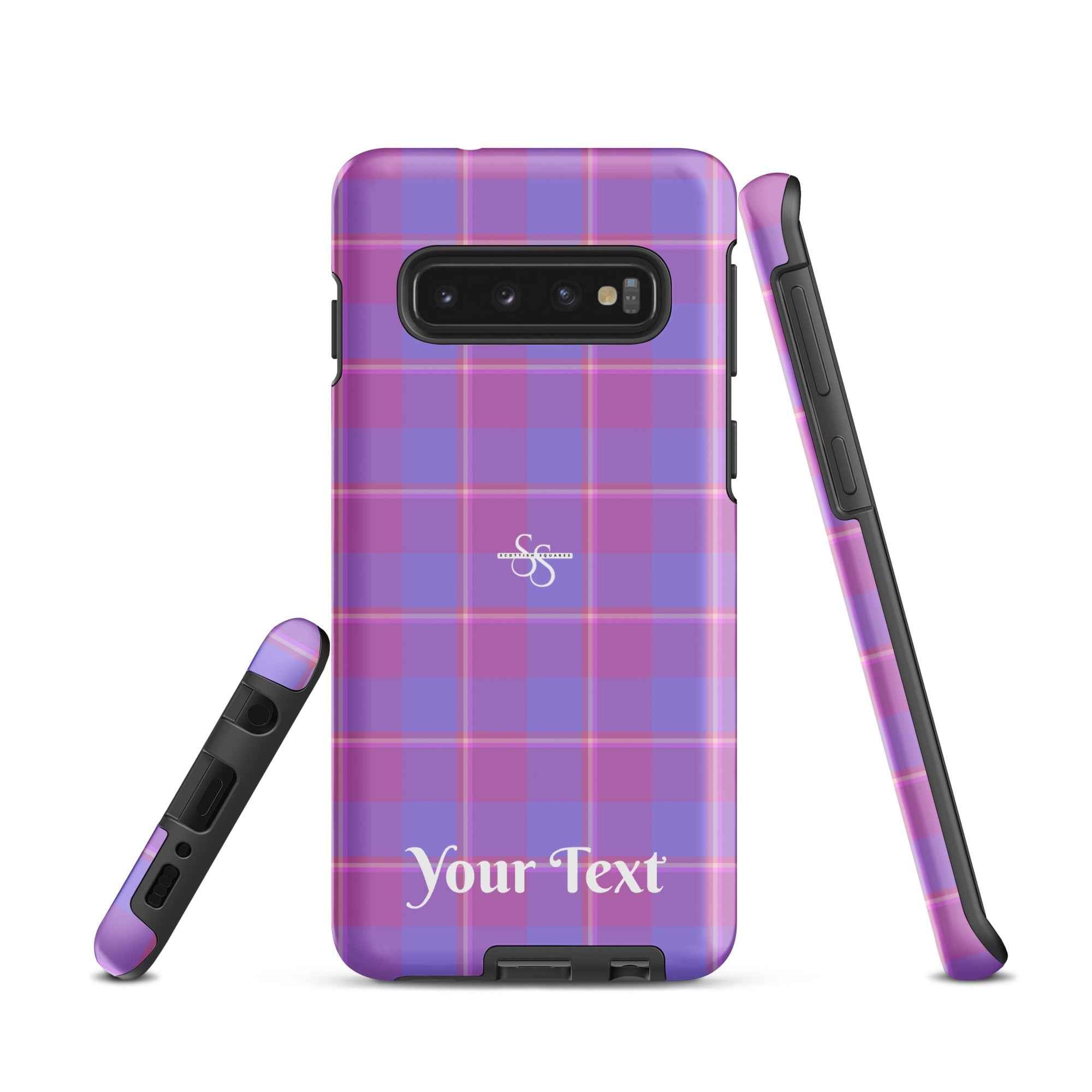 Personalized Viola and Dull Lavender Plaid Samsung Tough Case - Scottish Squares