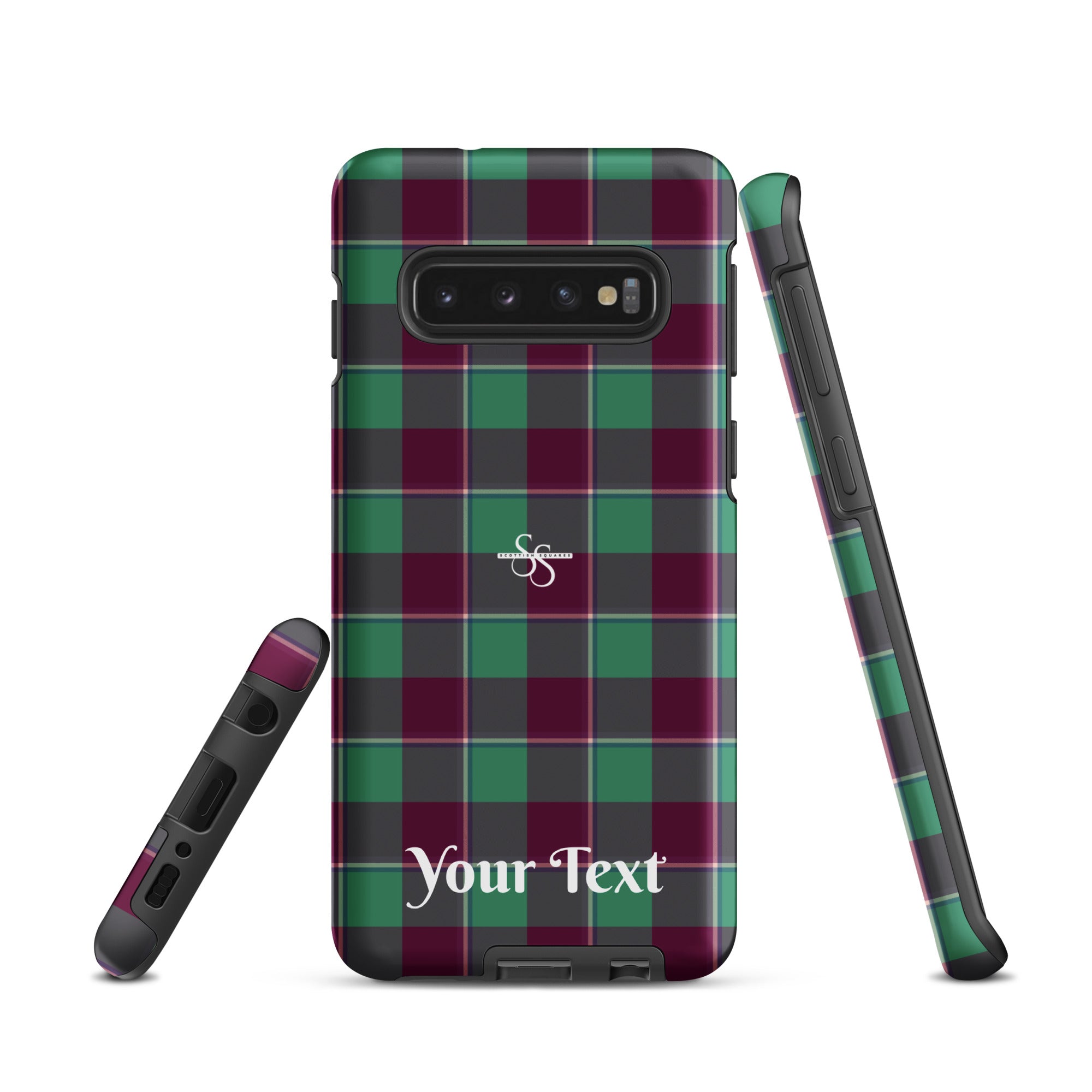 Personalized Ocean Green and Mulberry Wood Plaid Samsung Tough Case - Scottish Squares