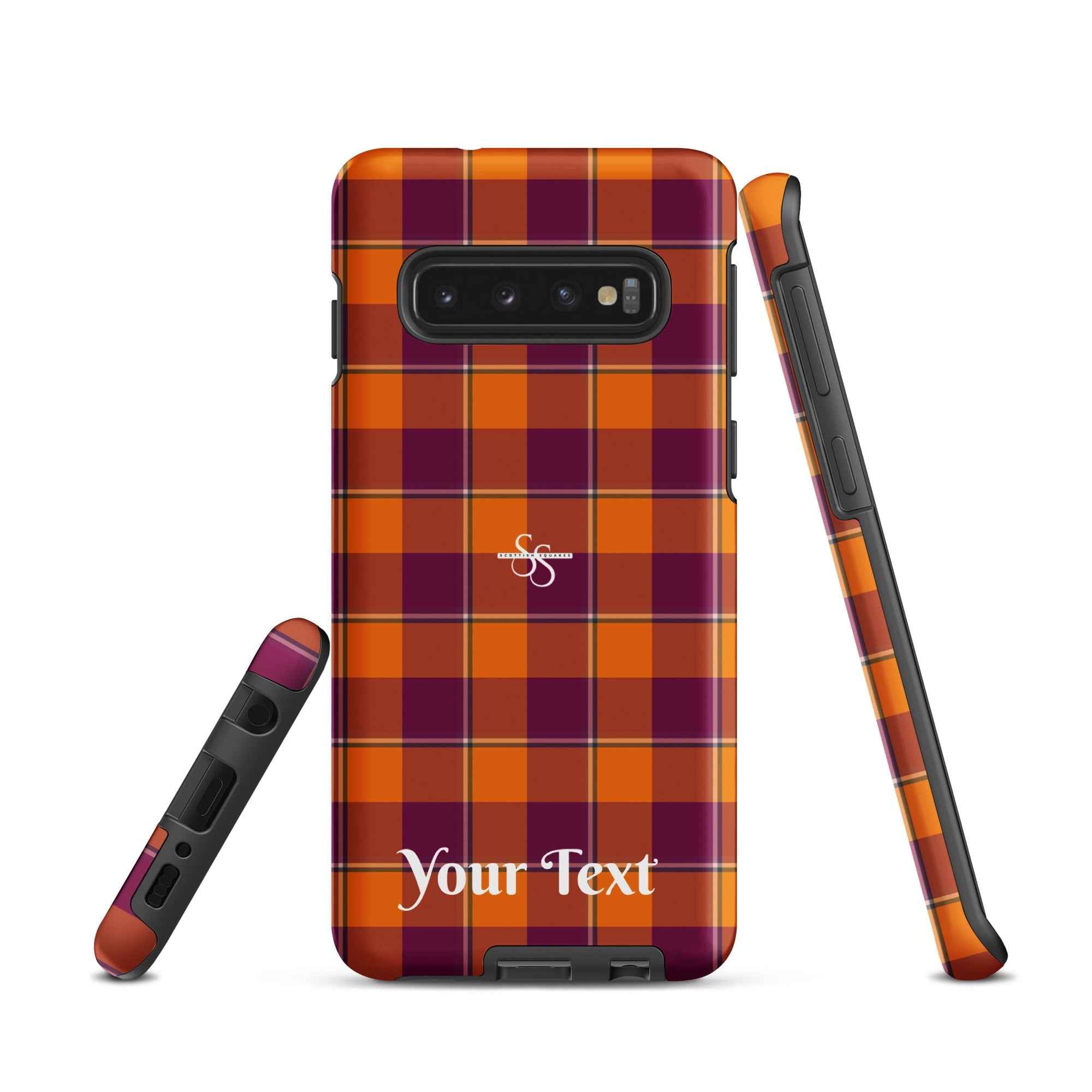 Personalized Tahiti Gold and Rose Bud Cherry Plaid Samsung Tough Case - Scottish Squares