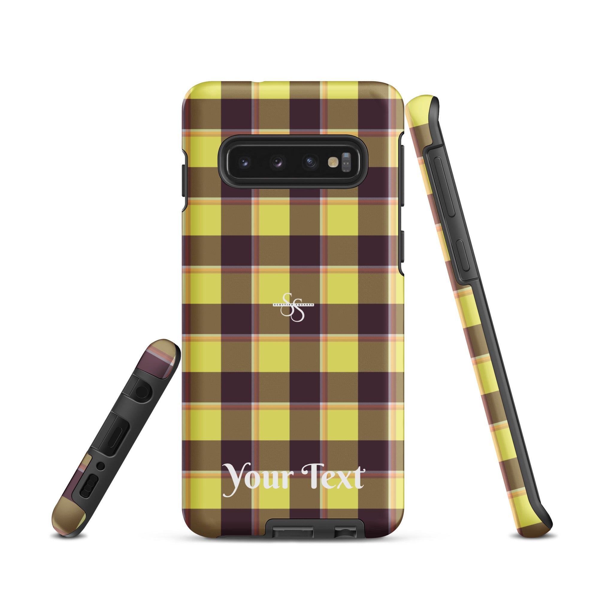 Personalized Flax and Livid Brown Plaid Samsung Tough Case - Scottish Squares