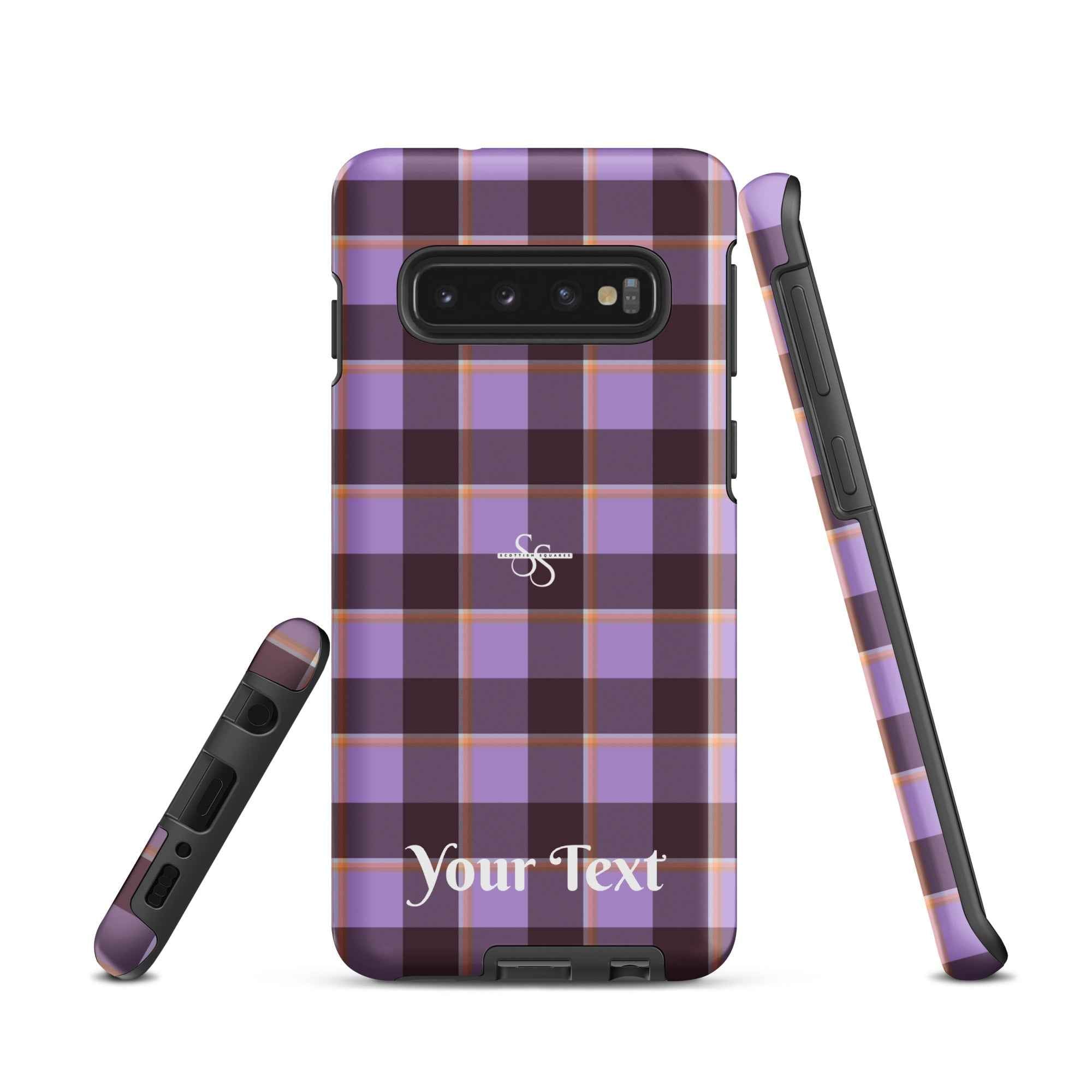 Personalized Light Wisteria and Livid Brown Plaid Samsung Tough Case - Scottish Squares