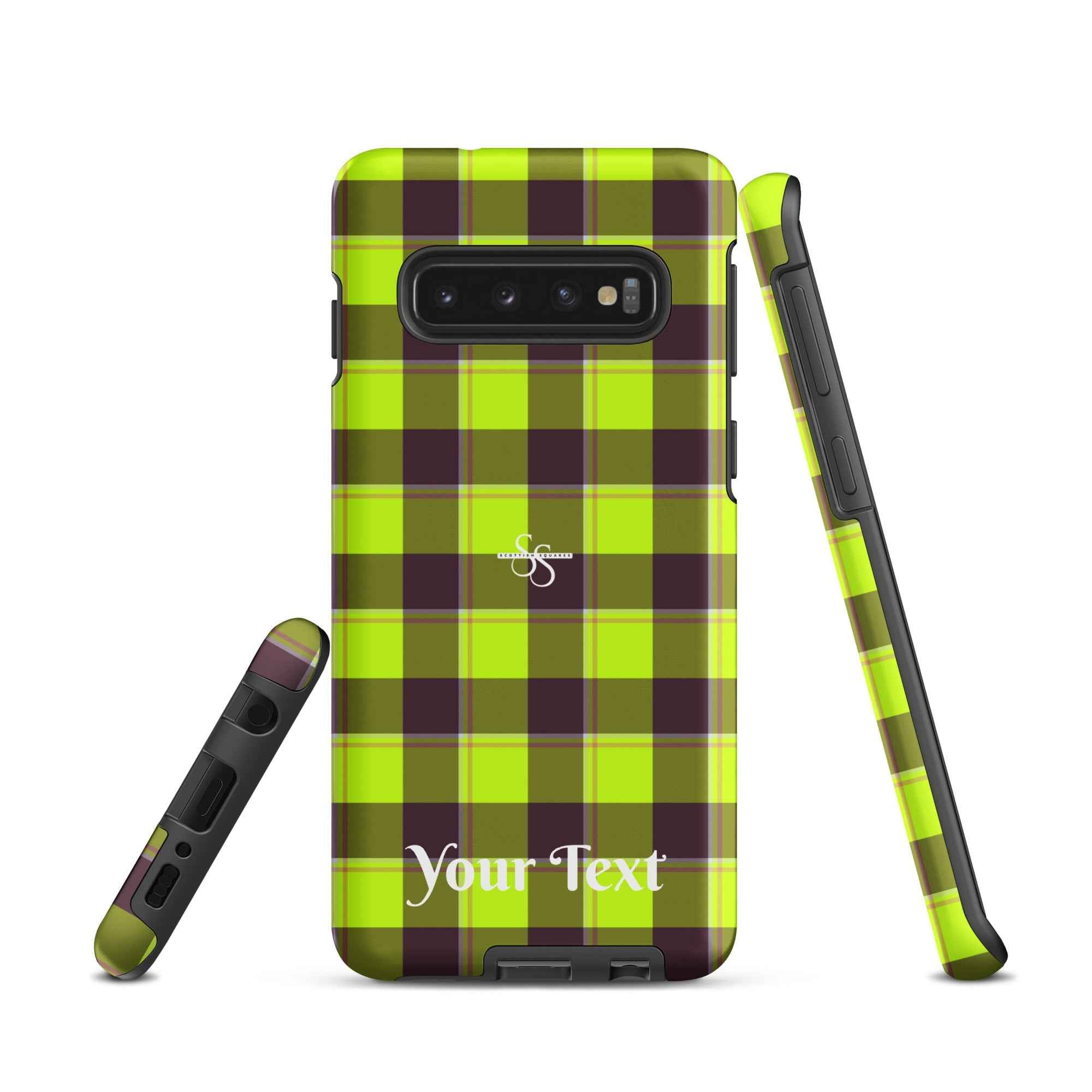 Personalized Electric Lime and Livid Brown Plaid Samsung Tough Case - Scottish Squares