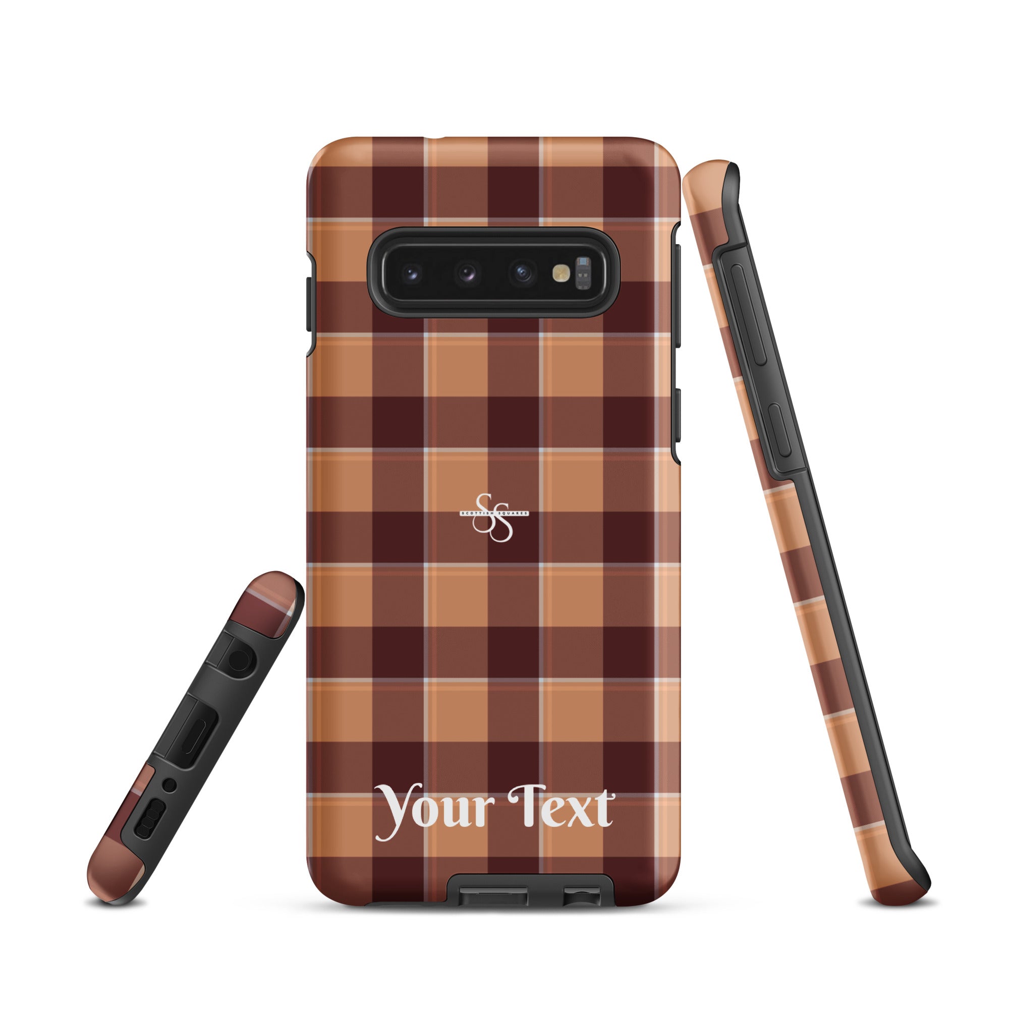 Personalized Whiskey and Livid Brown Plaid Samsung Tough Case - Scottish Squares