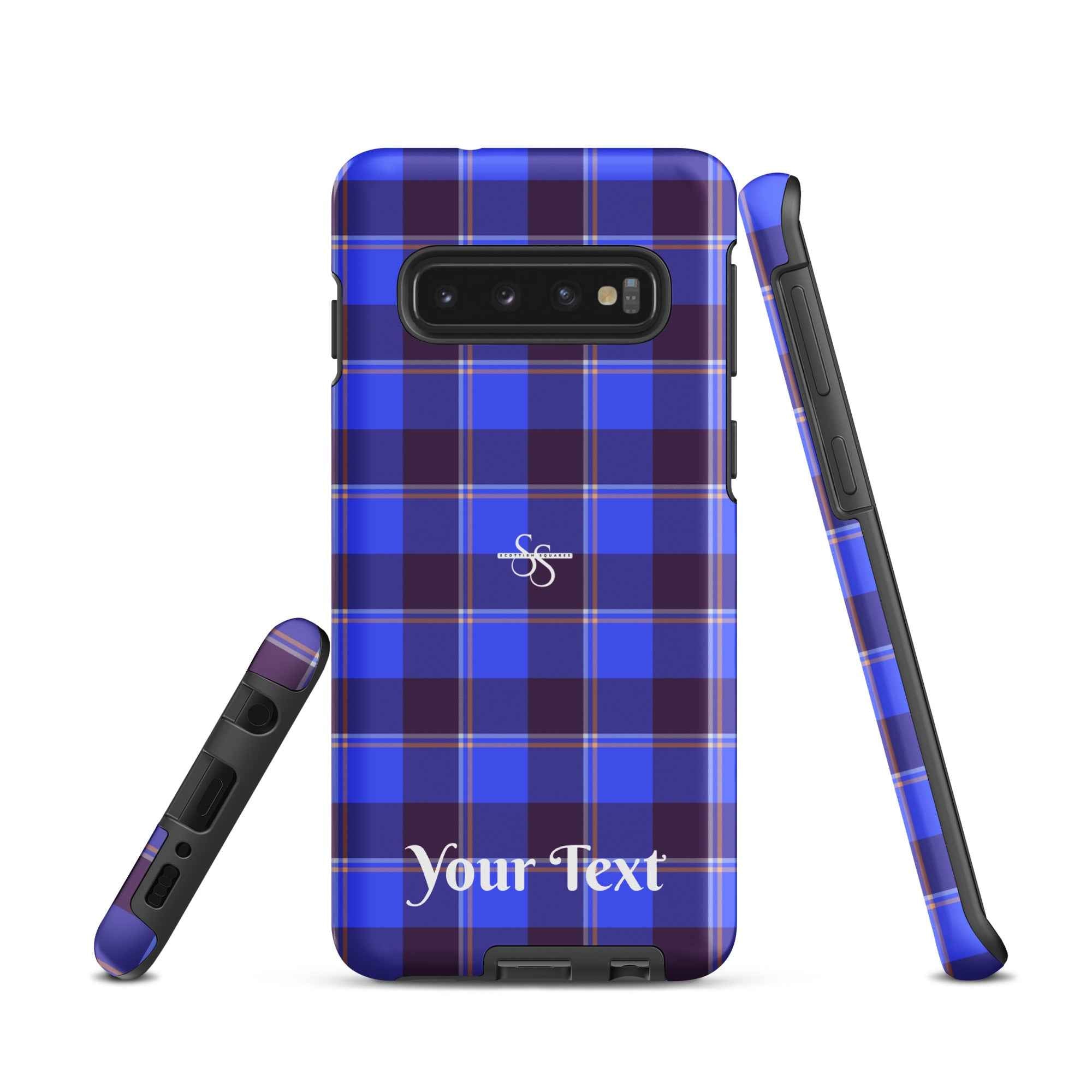 Personalized Cornflower Blue and Livid Brown Plaid Samsung Tough Case - Scottish Squares
