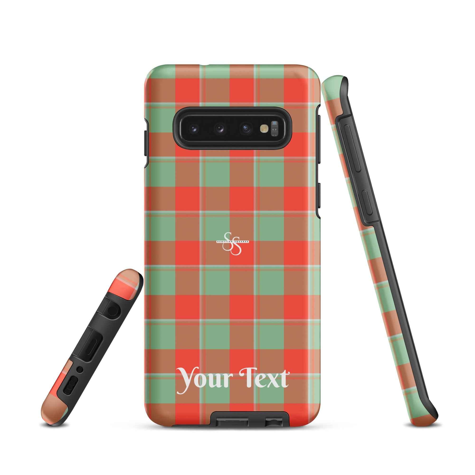 Personalized Spring Rain and Persimmon Plaid Samsung Tough Case - Scottish Squares