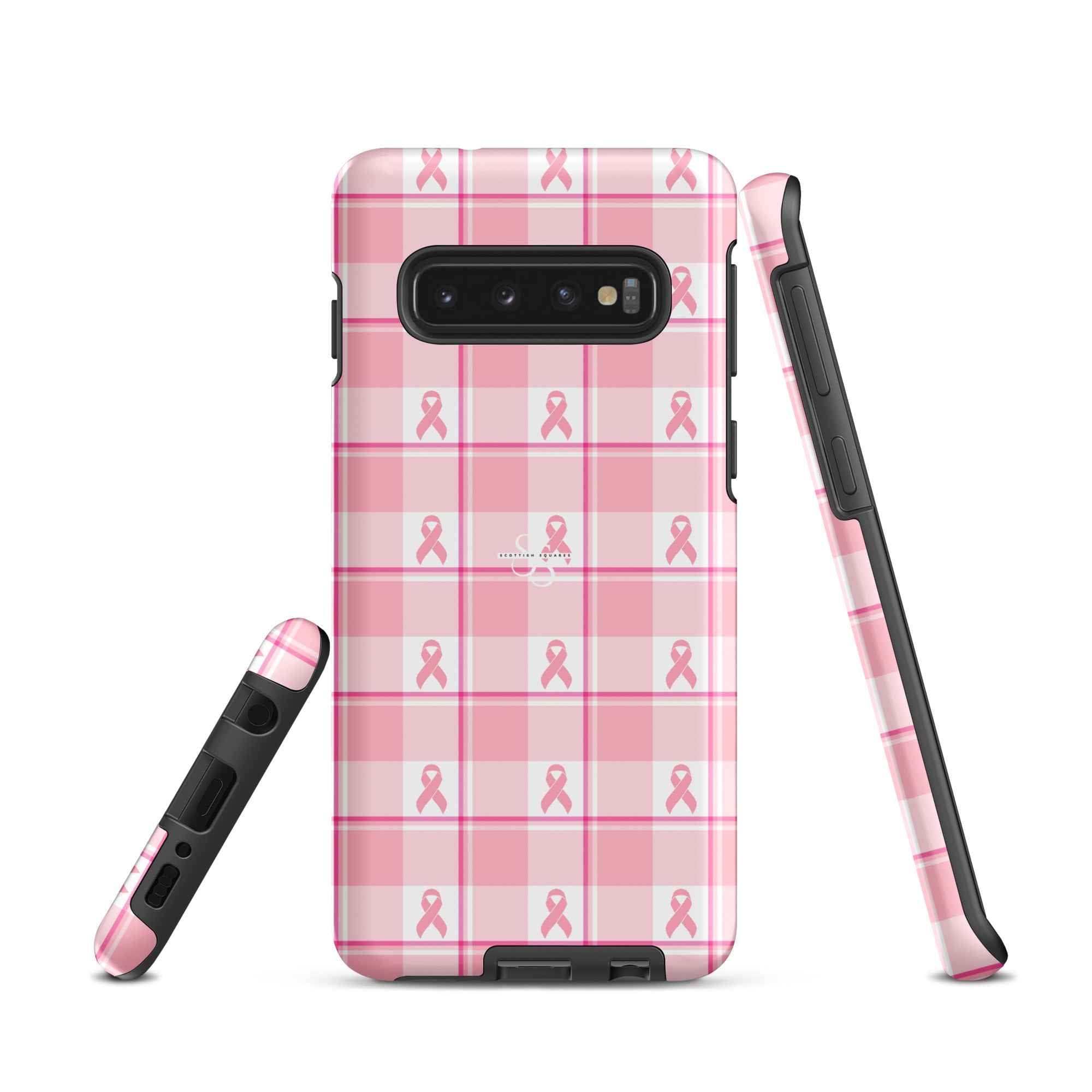 Tough Case for Samsung Breast Cancer Awareness Plaid Samsung Galaxy S10 - Scottish Squares
