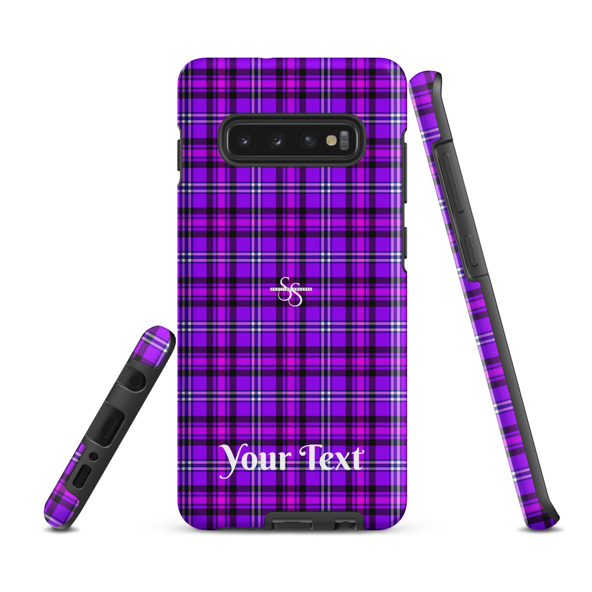 Personalized Electric Violet and Fuchsia Plaid Samsung Tough Case - Scottish Squares