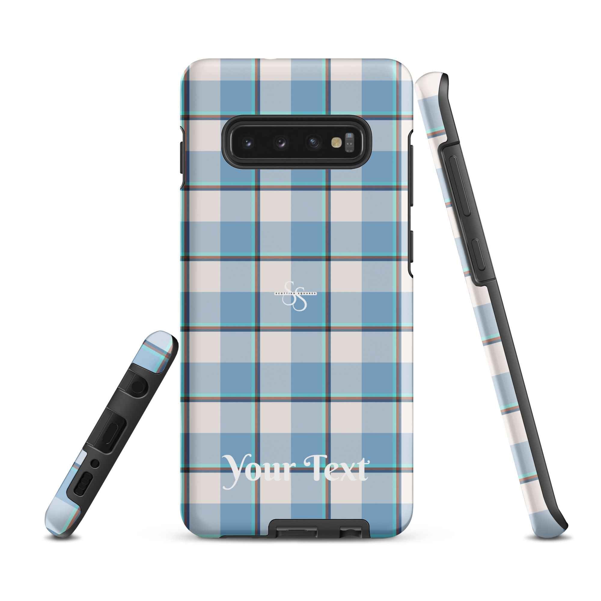 Personalized Pink Cloud and Blue Lagoon Plaid Samsung Tough Case - Scottish Squares