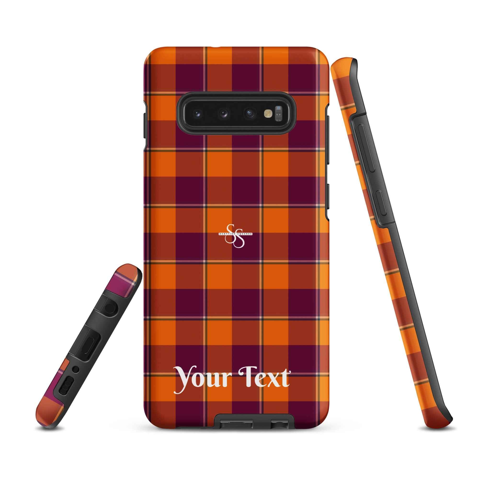 Personalized Tahiti Gold and Rose Bud Cherry Plaid Samsung Tough Case - Scottish Squares
