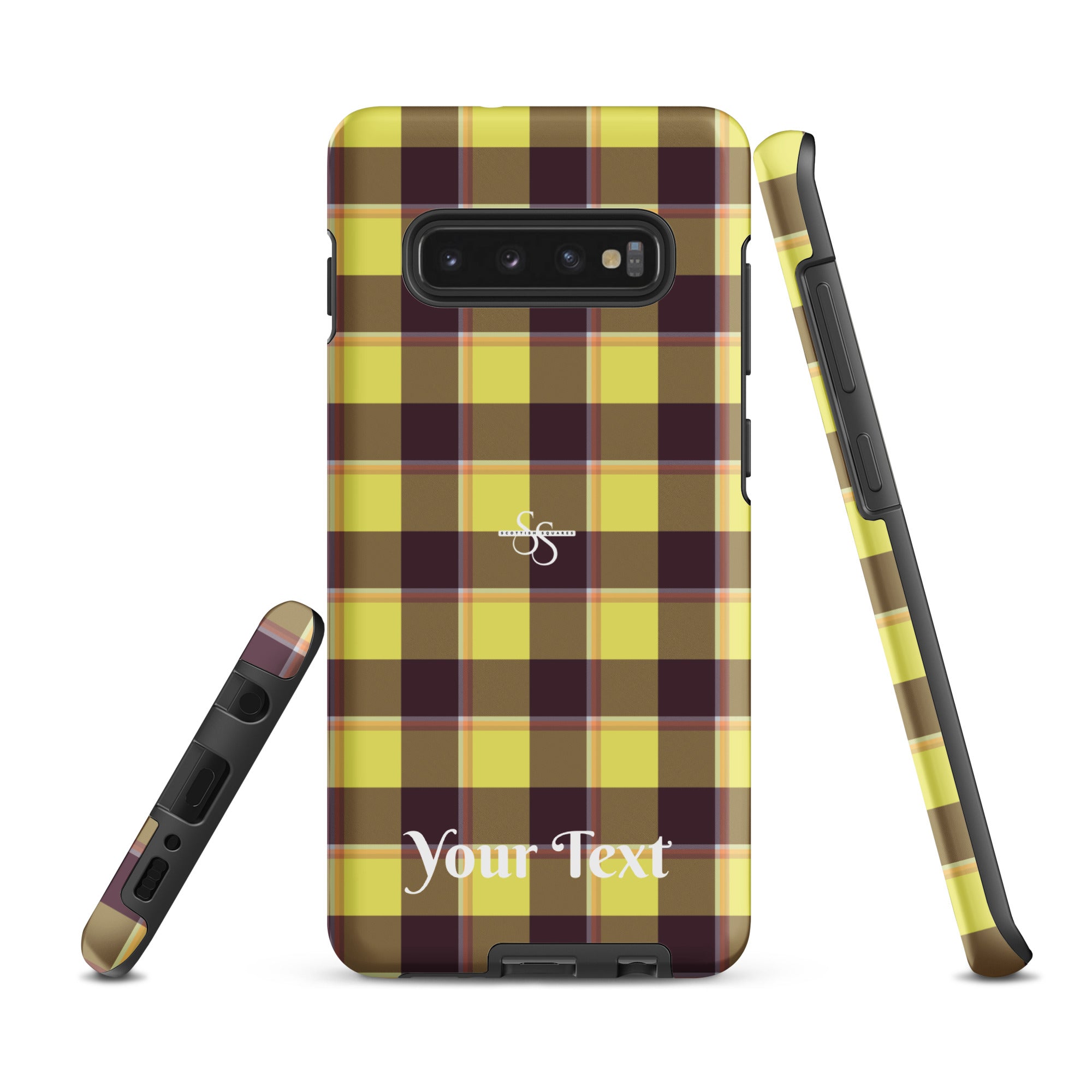 Personalized Flax and Livid Brown Plaid Samsung Tough Case - Scottish Squares
