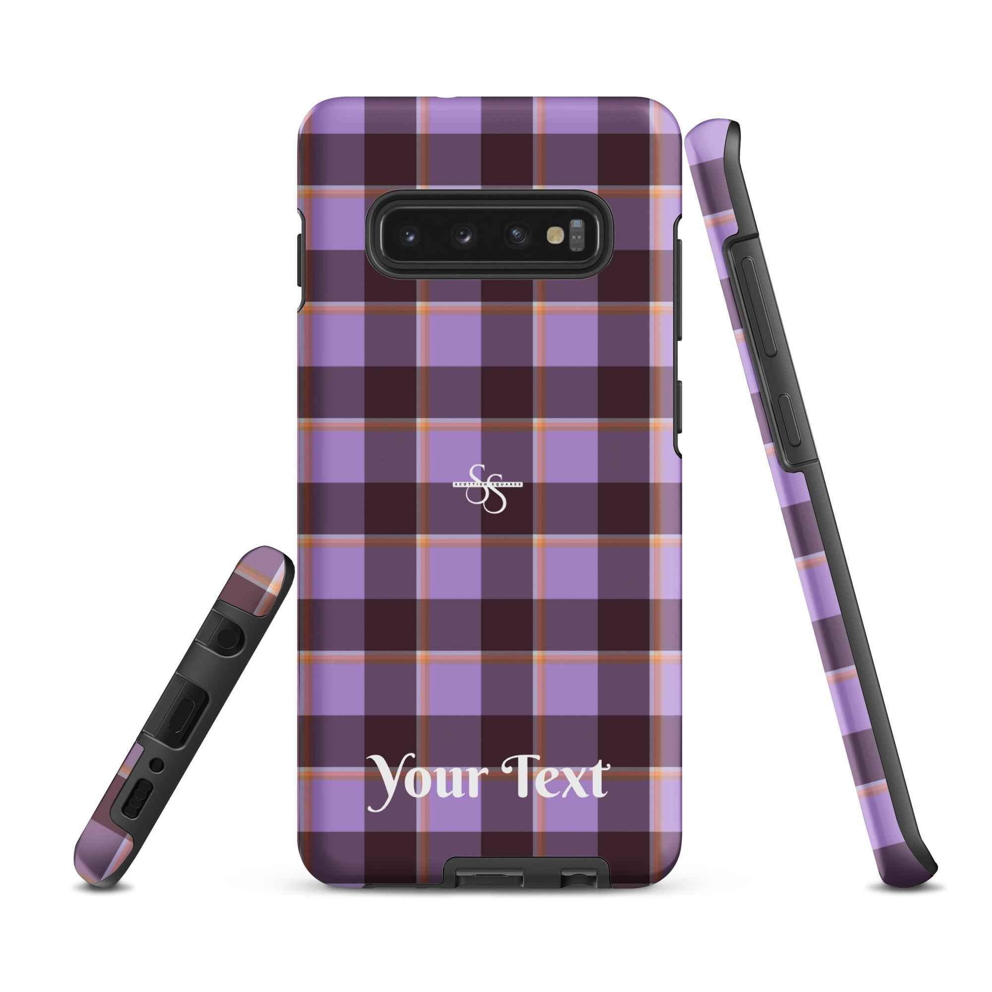 Personalized Light Wisteria and Livid Brown Plaid Samsung Tough Case - Scottish Squares