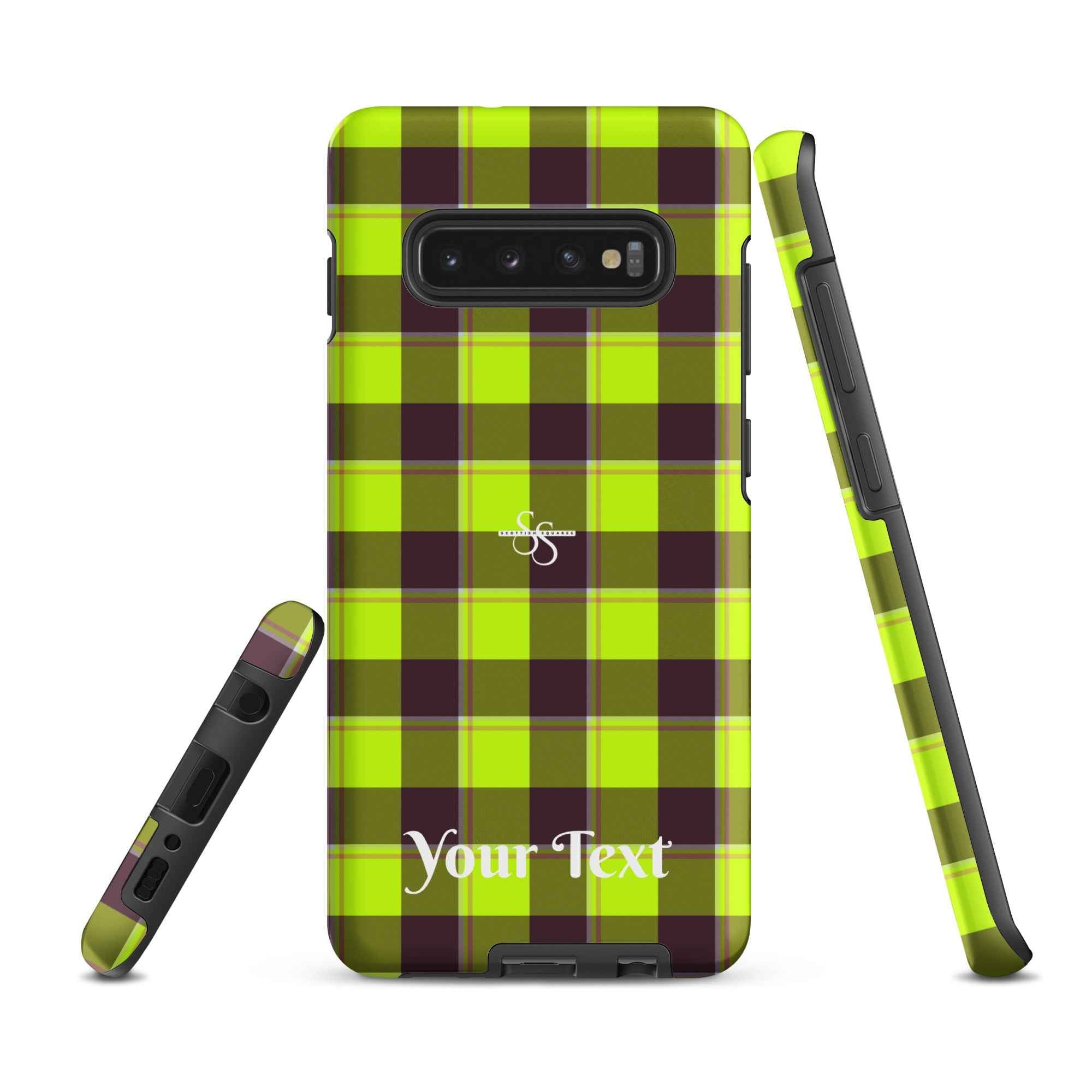 Personalized Electric Lime and Livid Brown Plaid Samsung Tough Case - Scottish Squares