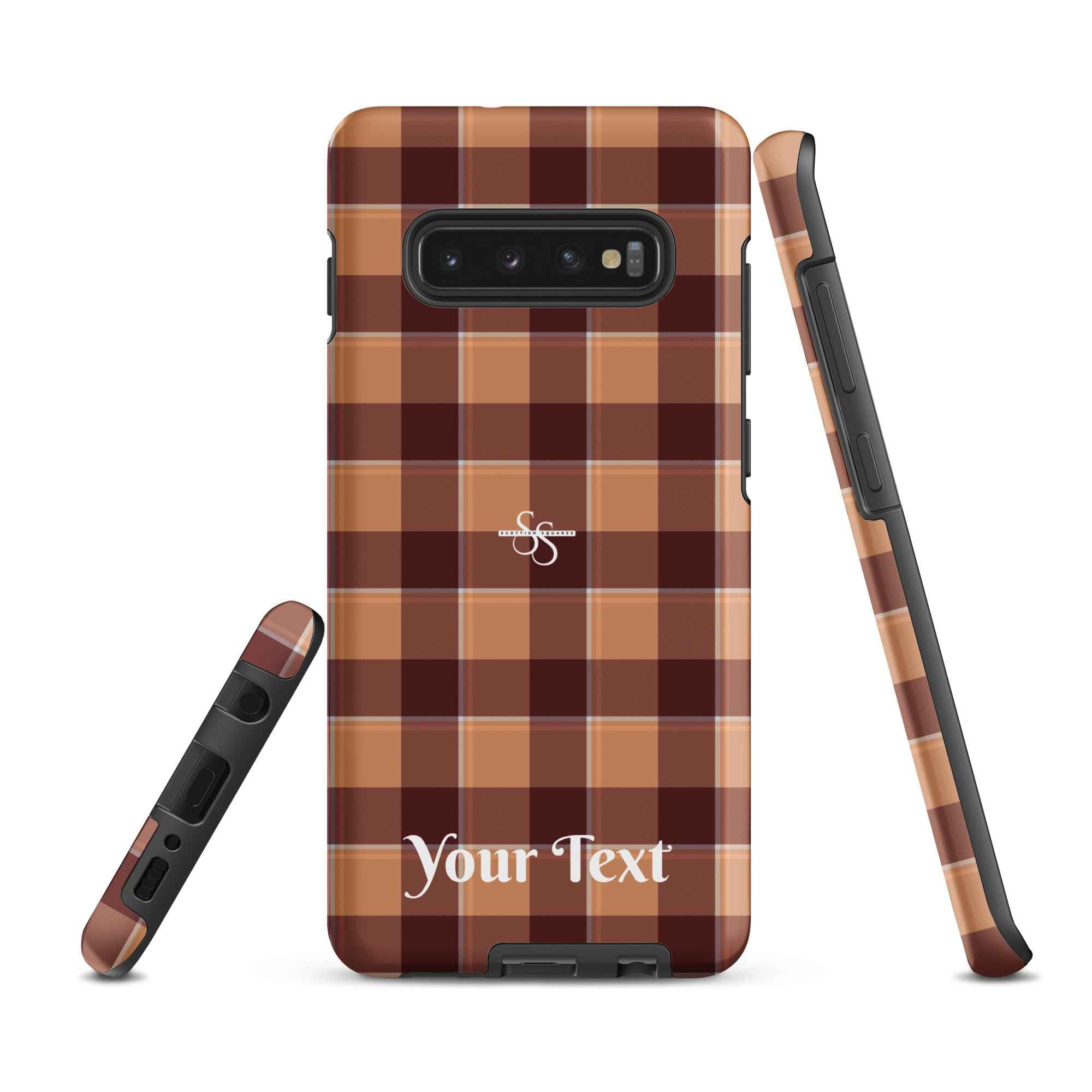 Personalized Whiskey and Livid Brown Plaid Samsung Tough Case - Scottish Squares