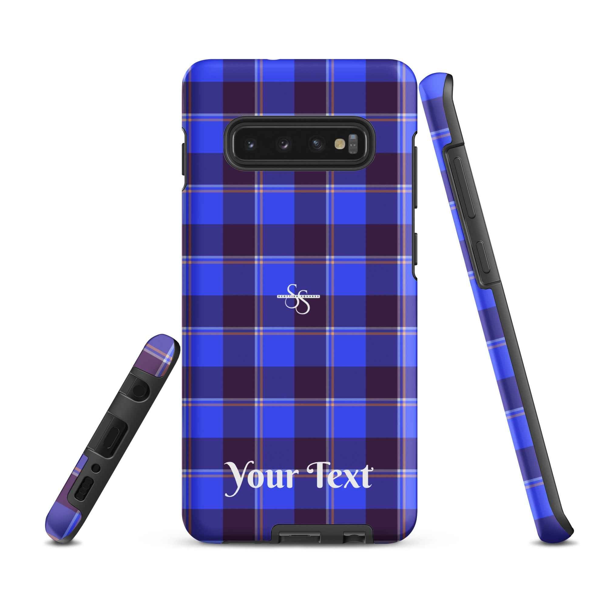 Personalized Cornflower Blue and Livid Brown Plaid Samsung Tough Case - Scottish Squares