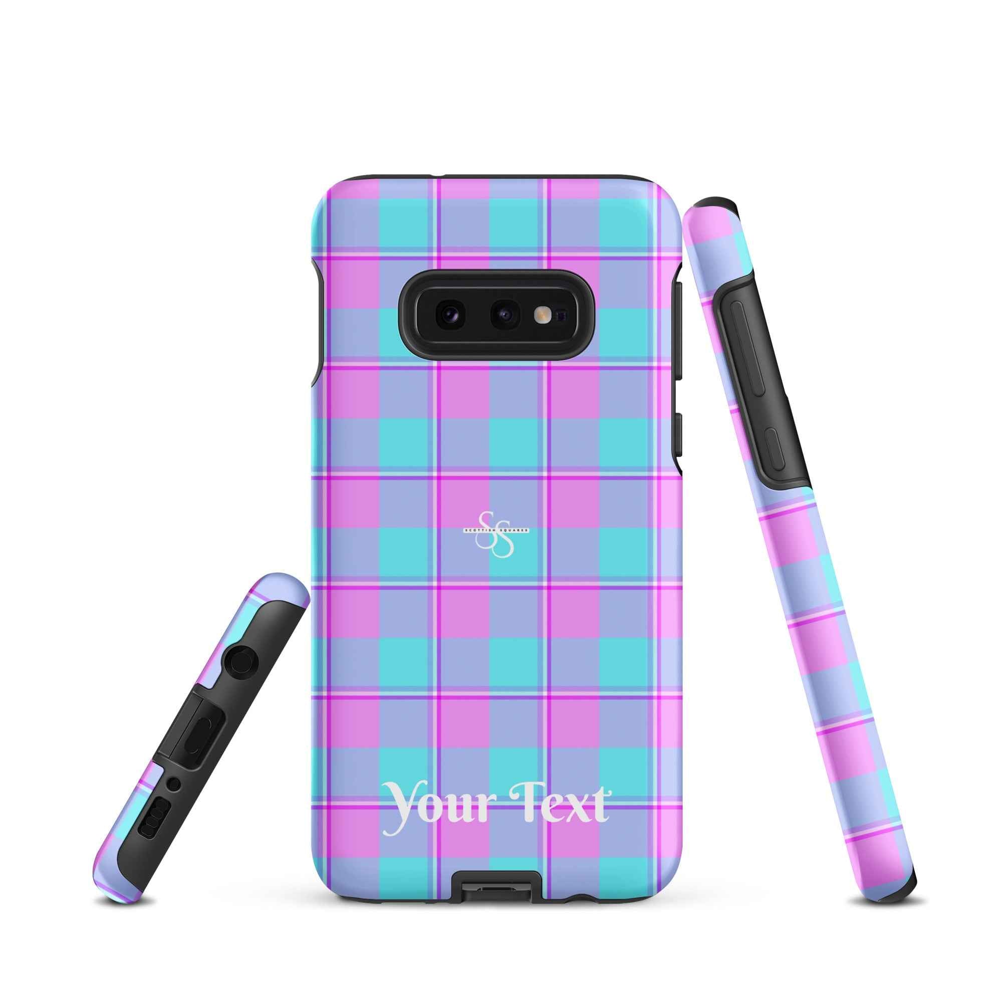 Personalized Mauve and Coastal Mist Plaid Samsung Tough Case - Scottish Squares