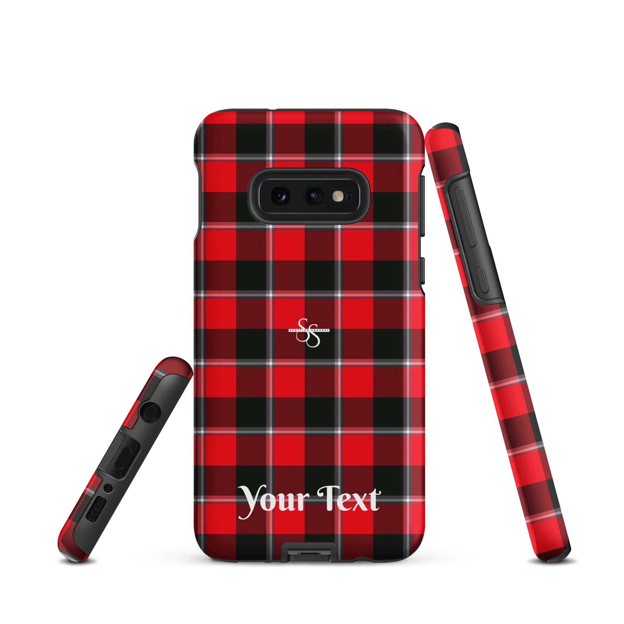 Personalized Red Ribbon and Heavy Metal Plaid Samsung Tough Case - Scottish Squares