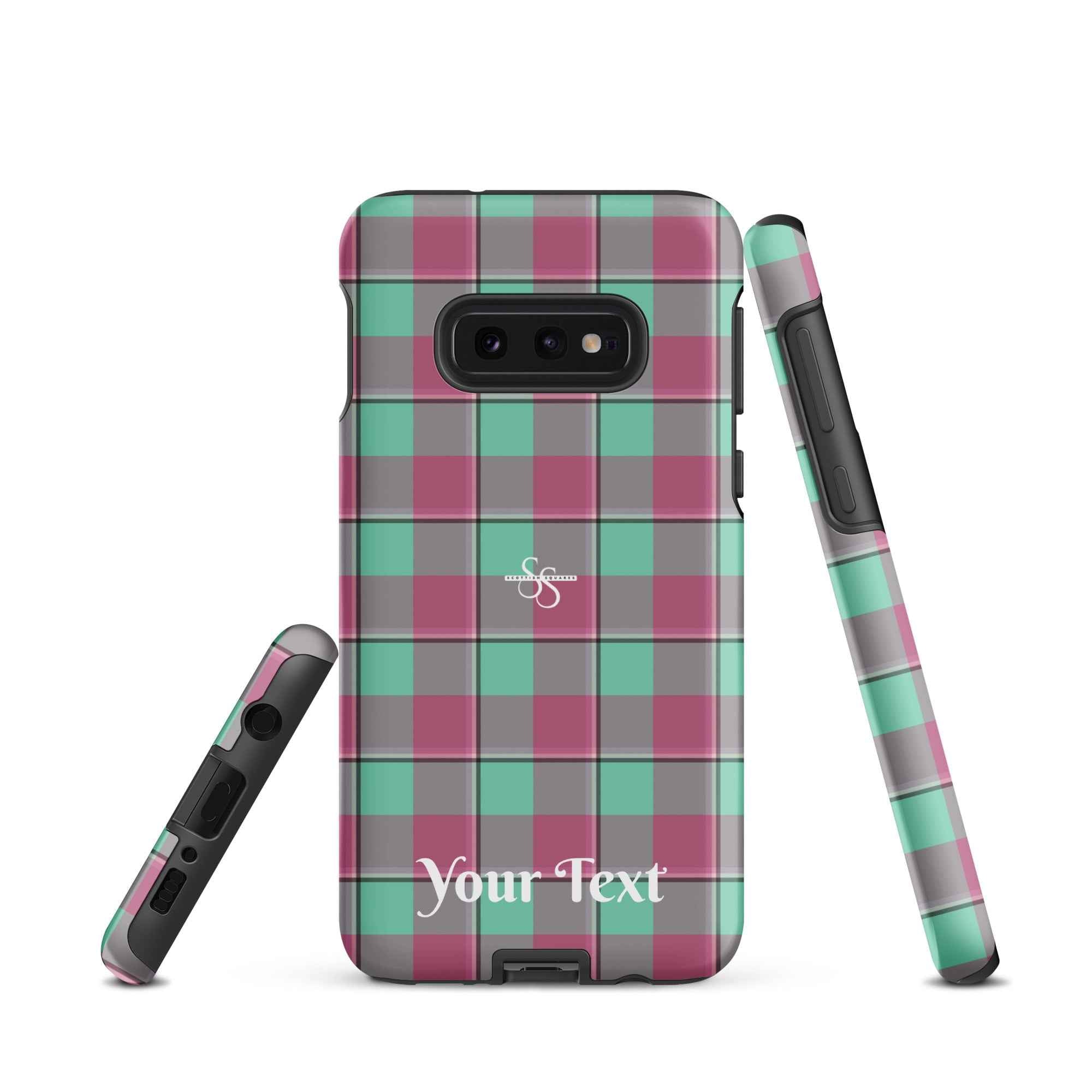 Personalized Vista Blue and Turkish Rose Plaid Samsung Tough Case - Scottish Squares
